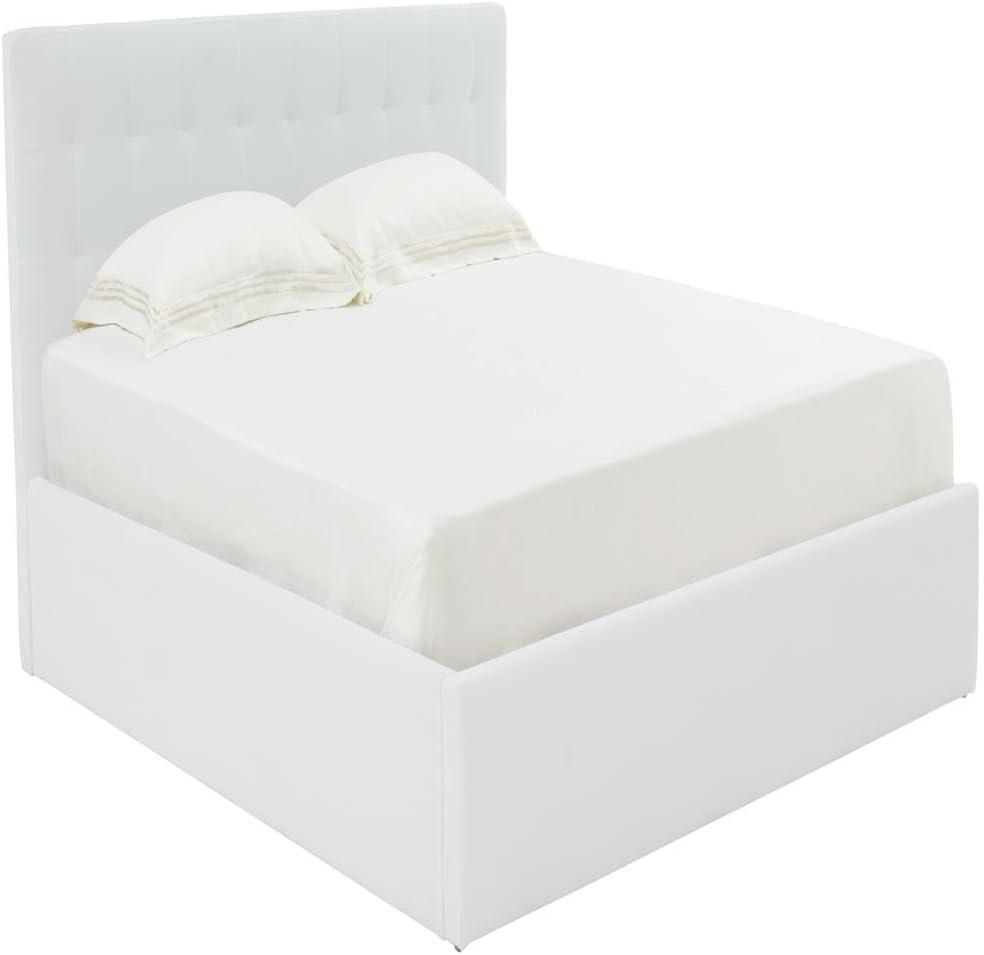 image:imageSAFAVIEH Couture Collection Rosita LowProfile Ivory Tufted Upholstered Queen Bed Ideal for Bedroom Guest RoomIvory K