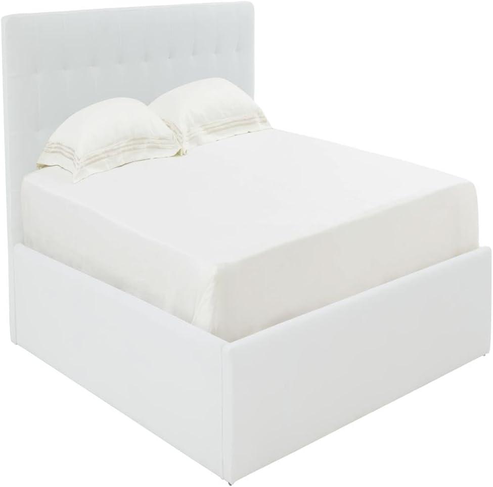 image:imageSAFAVIEH Couture Collection Rosita LowProfile Ivory Tufted Upholstered Queen Bed Ideal for Bedroom Guest RoomIvory K