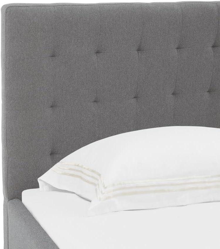 image:imageSAFAVIEH Couture Collection Rosita LowProfile Ivory Tufted Upholstered Queen Bed Ideal for Bedroom Guest RoomLight Grey K
