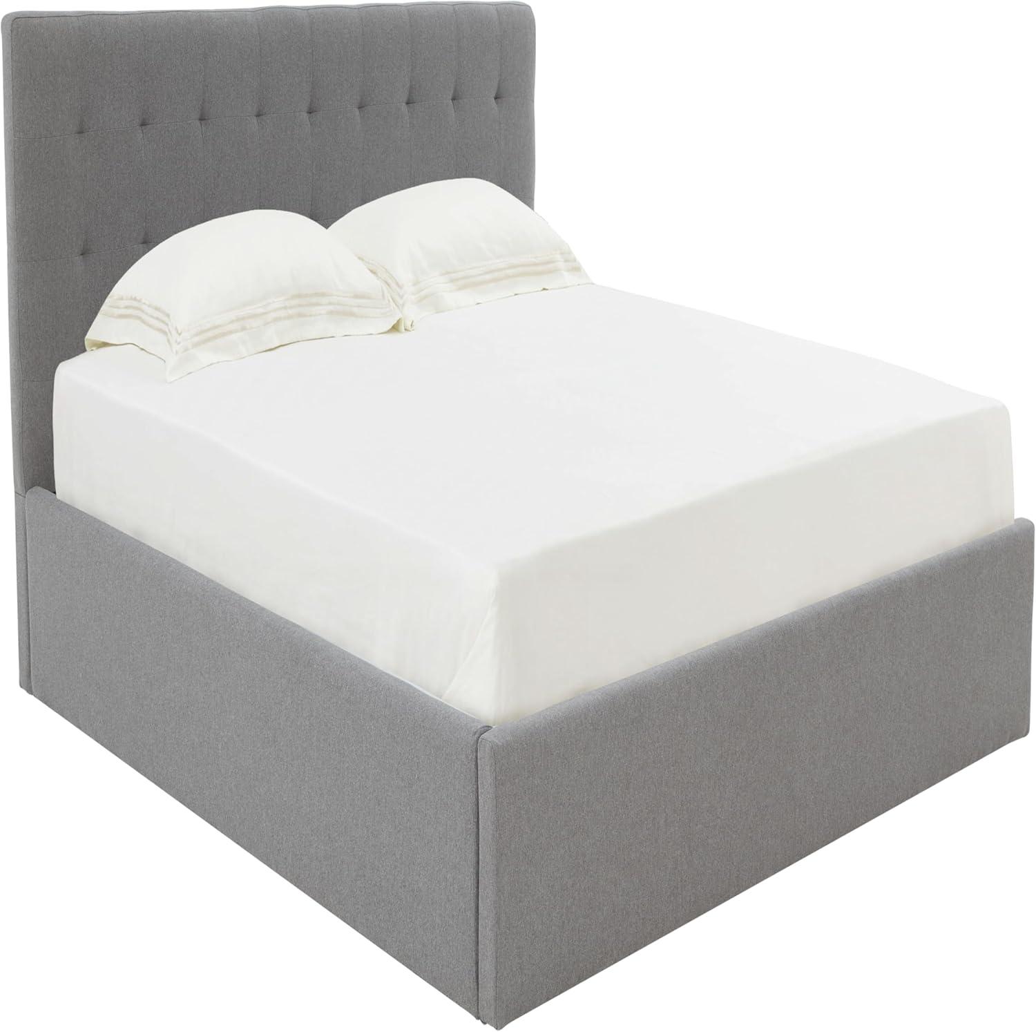 image:imageSAFAVIEH Couture Collection Rosita LowProfile Ivory Tufted Upholstered Queen Bed Ideal for Bedroom Guest RoomLight Grey Q