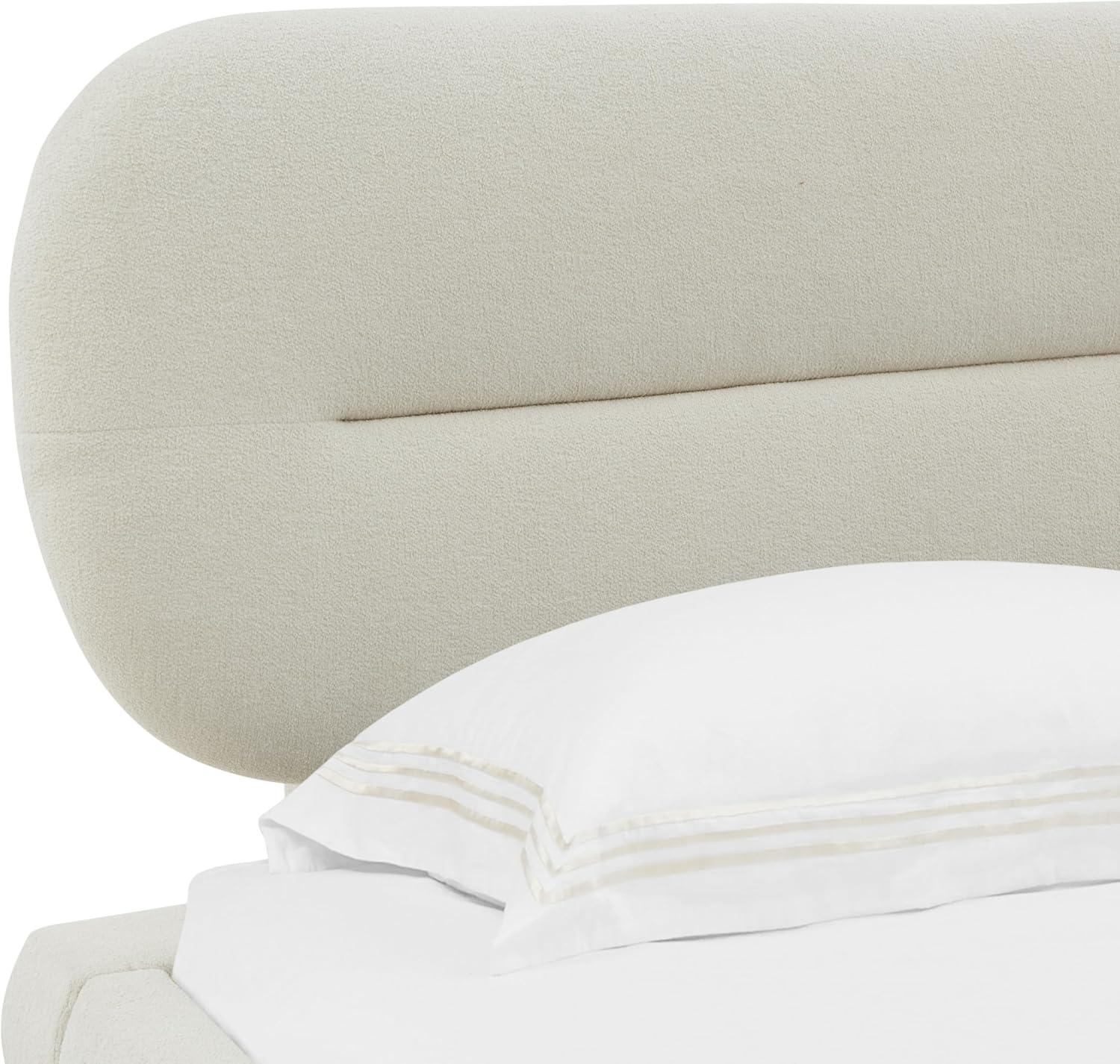 image:imageSAFAVIEH Couture Collection Thalia Cream Boucle King Size Bed with Oval HeadboardCreme