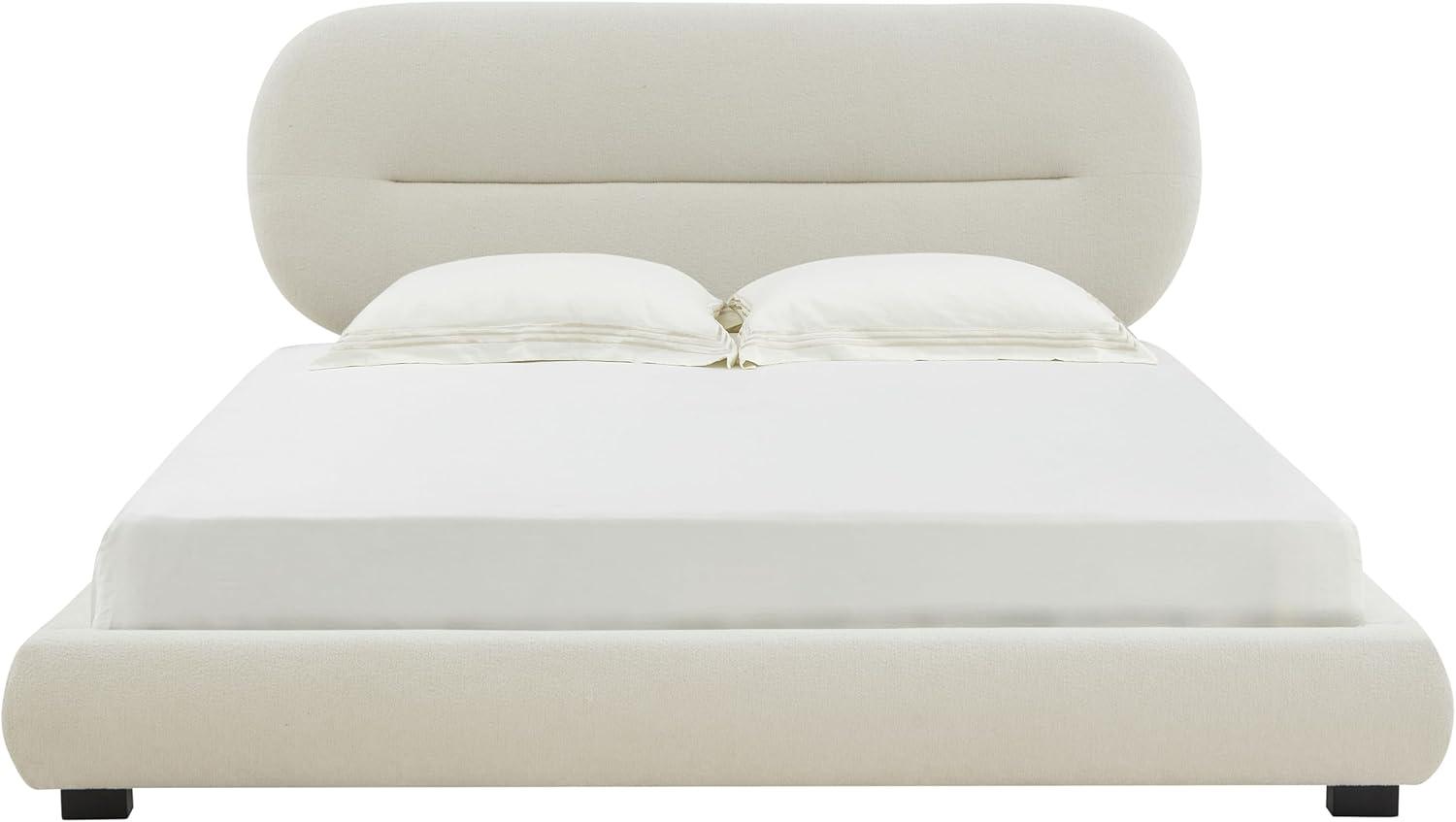 image:imageSAFAVIEH Couture Collection Thalia Cream Boucle King Size Bed with Oval HeadboardCreme