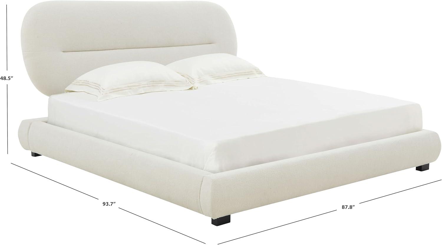 image:imageSAFAVIEH Couture Collection Thalia Cream Boucle King Size Bed with Oval HeadboardCreme