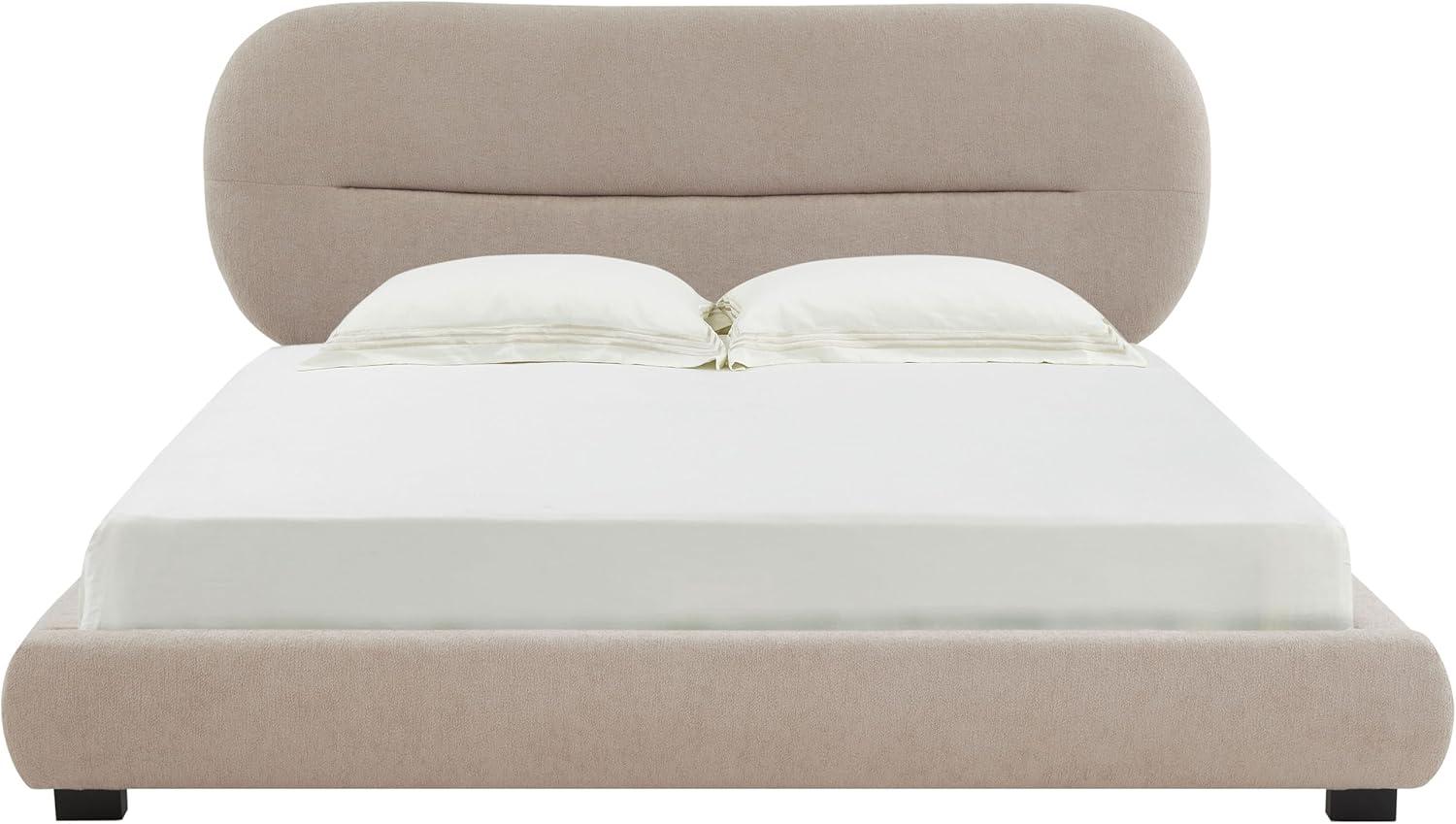 image:imageSAFAVIEH Couture Collection Thalia Cream Boucle King Size Bed with Oval HeadboardLight Brown