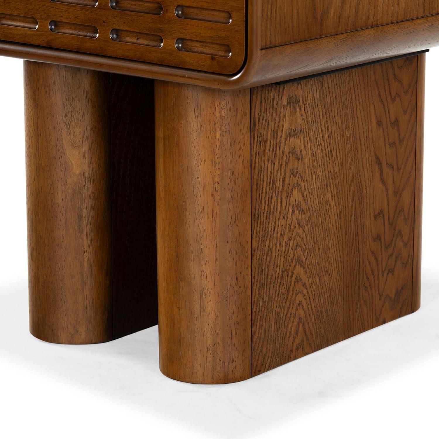 image:imageSAFAVIEH Couture Collection Torricelli MidCentury Modern 1Drawer Nightstand Bedside Accent TableMedium Oak