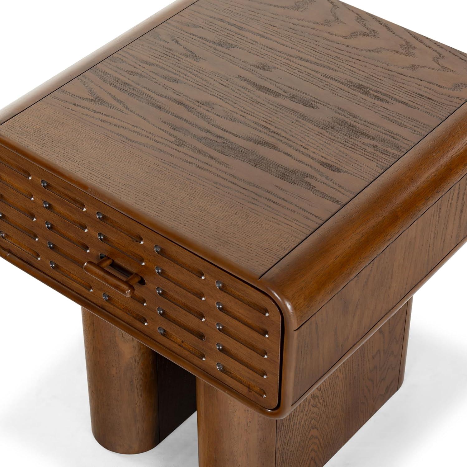 image:imageSAFAVIEH Couture Collection Torricelli MidCentury Modern 1Drawer Nightstand Bedside Accent TableMedium Oak