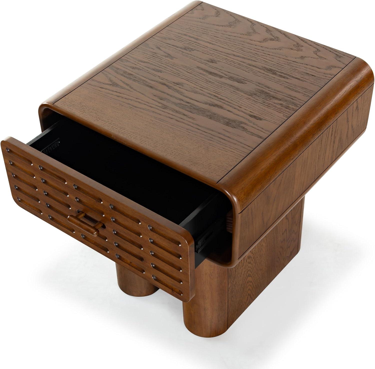 image:imageSAFAVIEH Couture Collection Torricelli MidCentury Modern 1Drawer Nightstand Bedside Accent TableMedium Oak