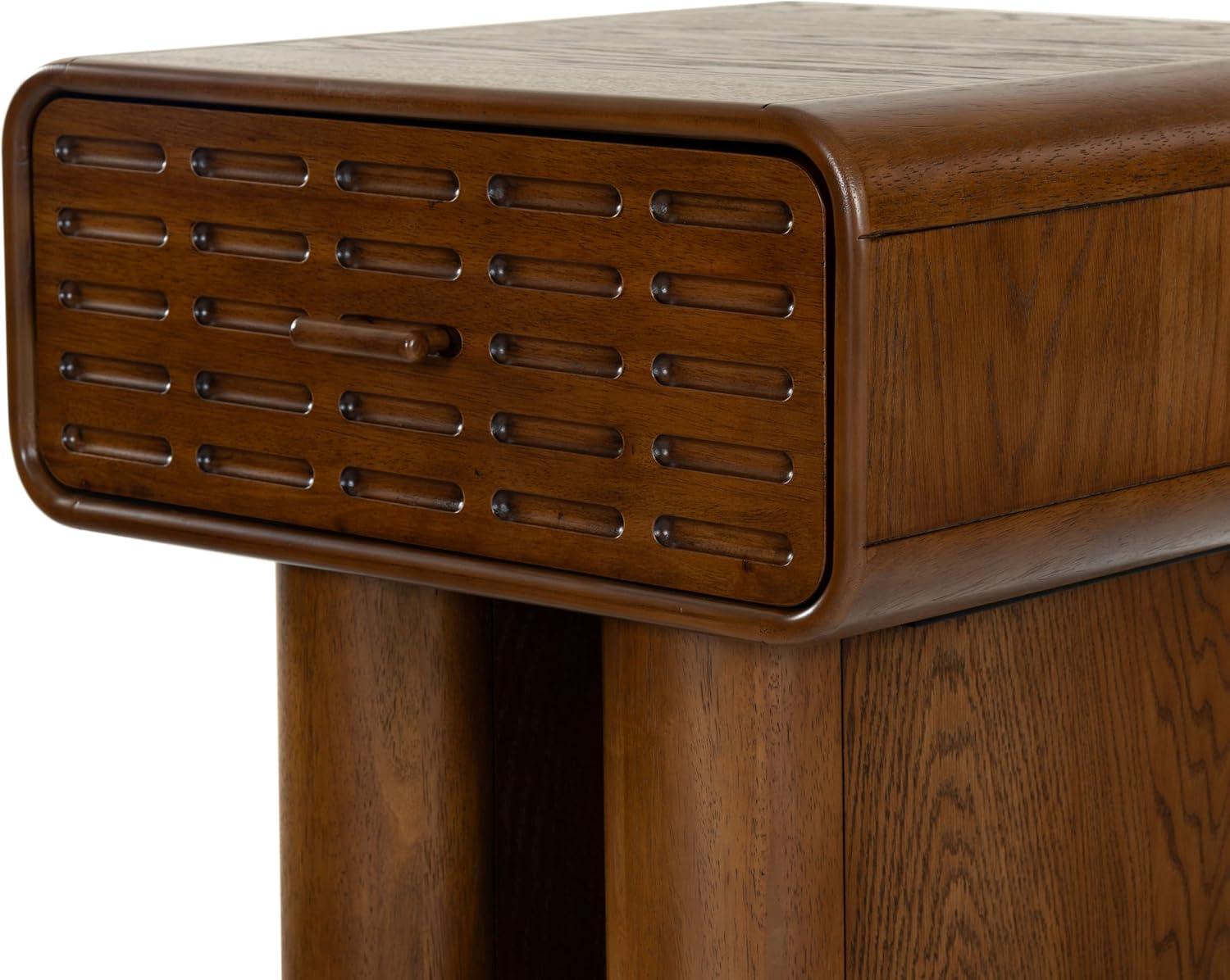 image:imageSAFAVIEH Couture Collection Torricelli MidCentury Modern 1Drawer Nightstand Bedside Accent TableMedium Oak