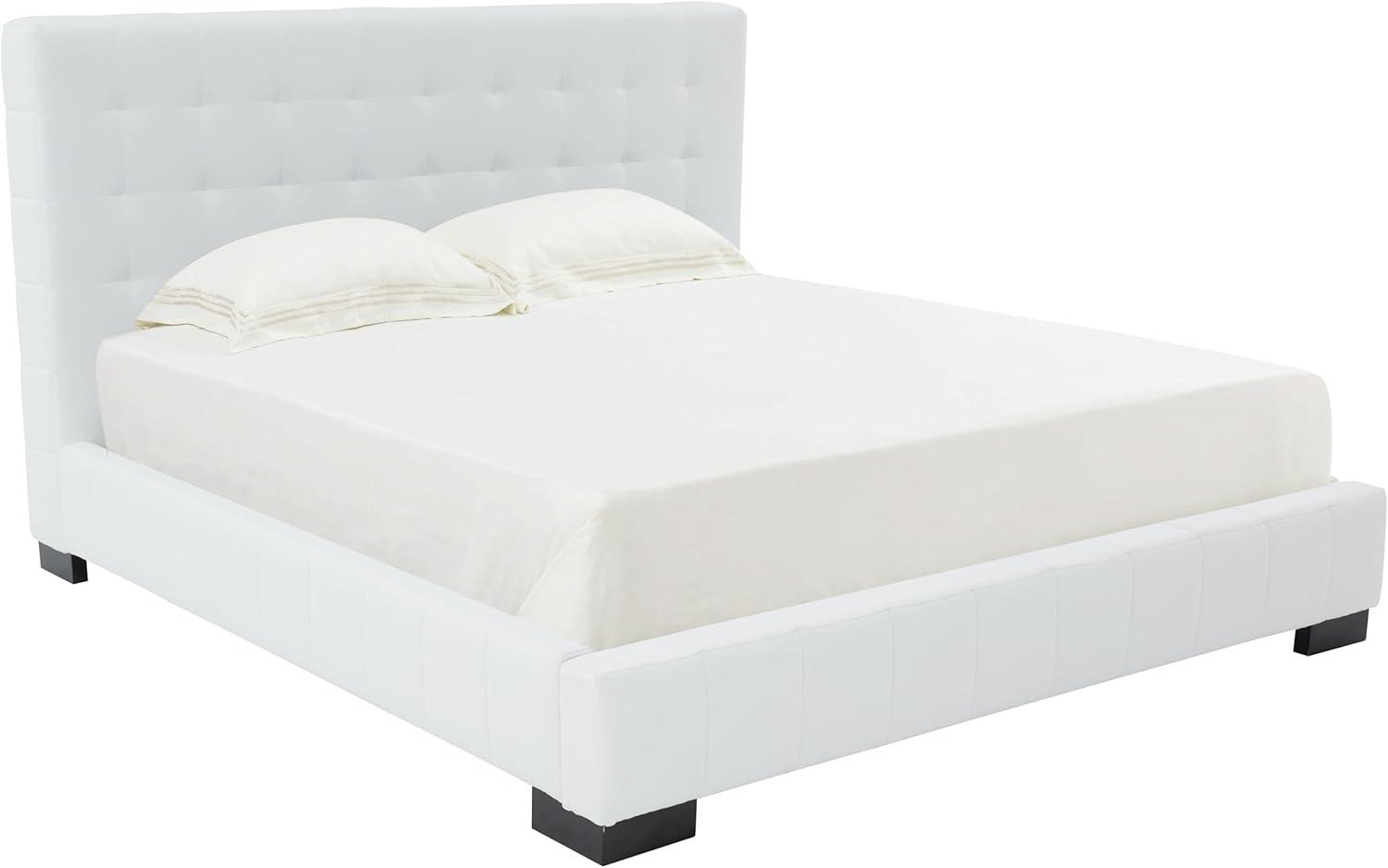 image:imageSAFAVIEH Couture Collection Vivaldi WhiteBlack Tufted Linen King Size BedWhiteBlack