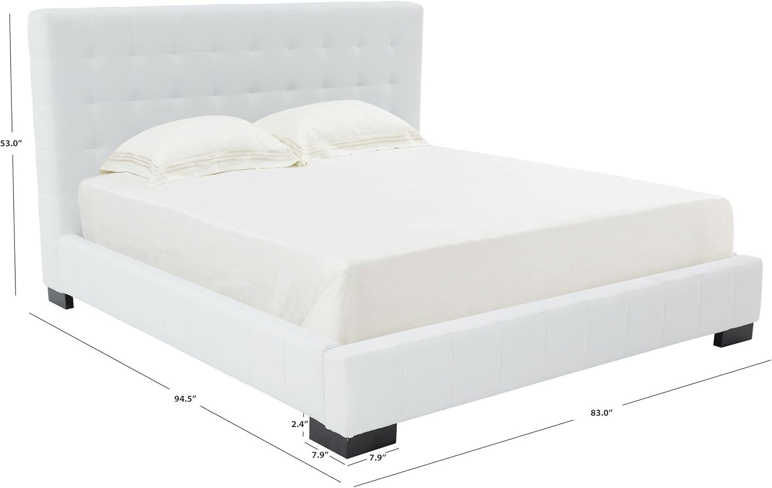 image:imageSAFAVIEH Couture Collection Vivaldi WhiteBlack Tufted Linen King Size BedWhiteBlack