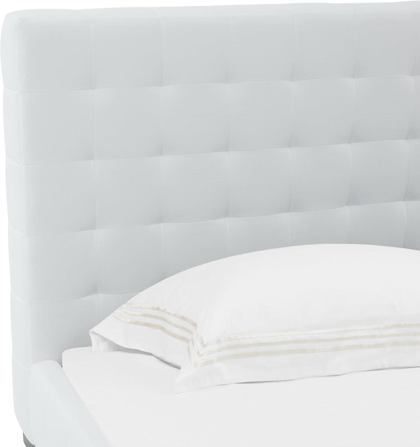 image:imageSAFAVIEH Couture Collection Vivaldi WhiteBlack Tufted Linen King Size BedWhiteBlack