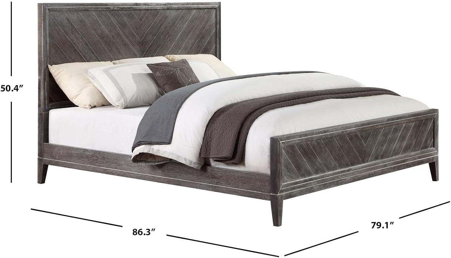 image:imageSAFAVIEH Couture Home Collection Almira Grey Wood Headboard No Box Spring Required Queen Bed SFV4116AQ2BXGrey