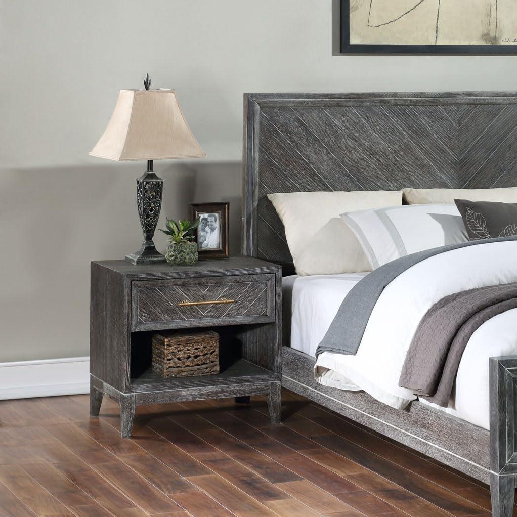 image:imageSAFAVIEH Couture Home Collection Almira Grey Wood Headboard No Box Spring Required Queen Bed SFV4116AQ2BXGrey