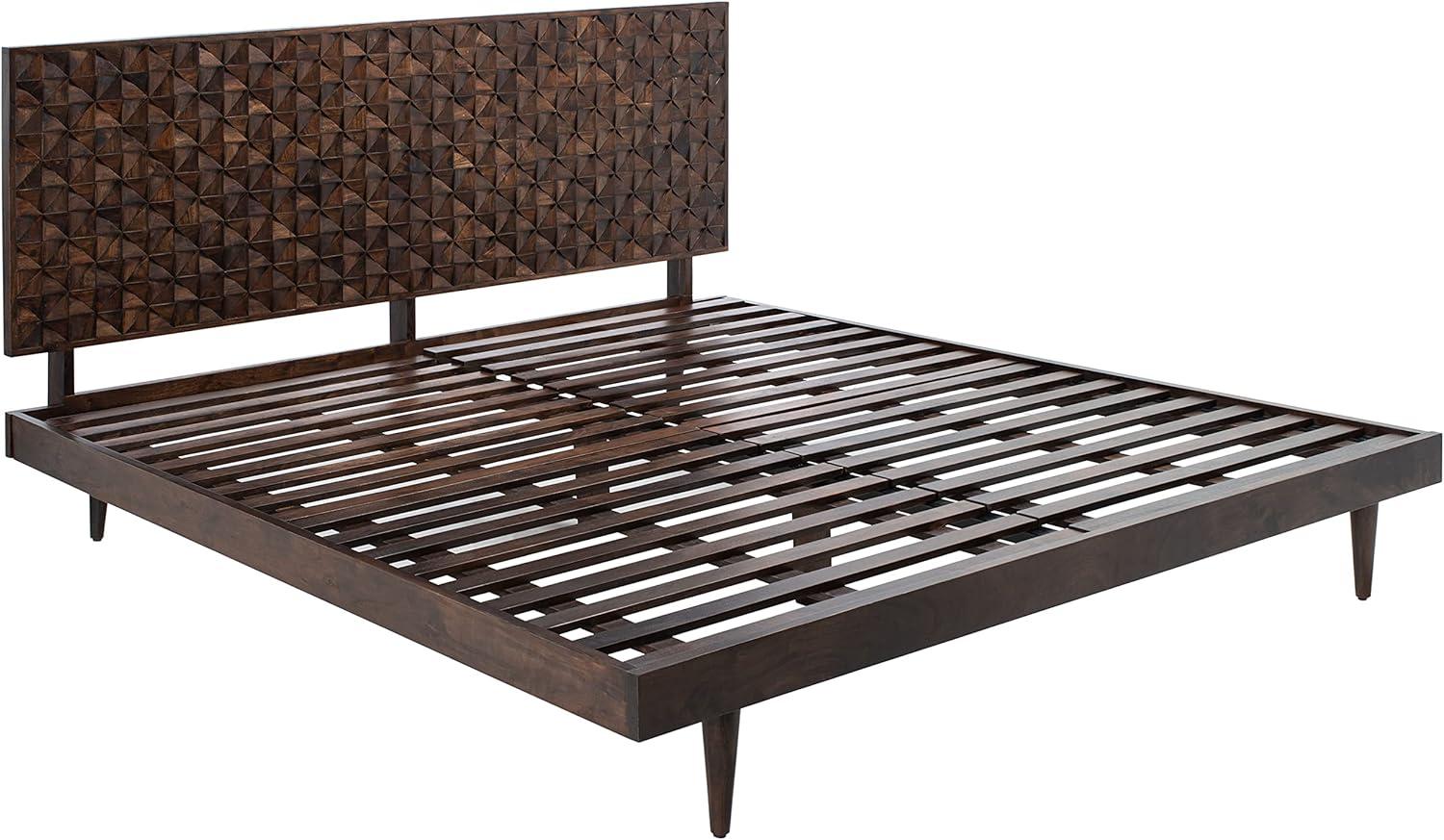 image:imageSAFAVIEH Couture Home Collection Zinnia Walnut Brown Wooden Platform King BedWalnut