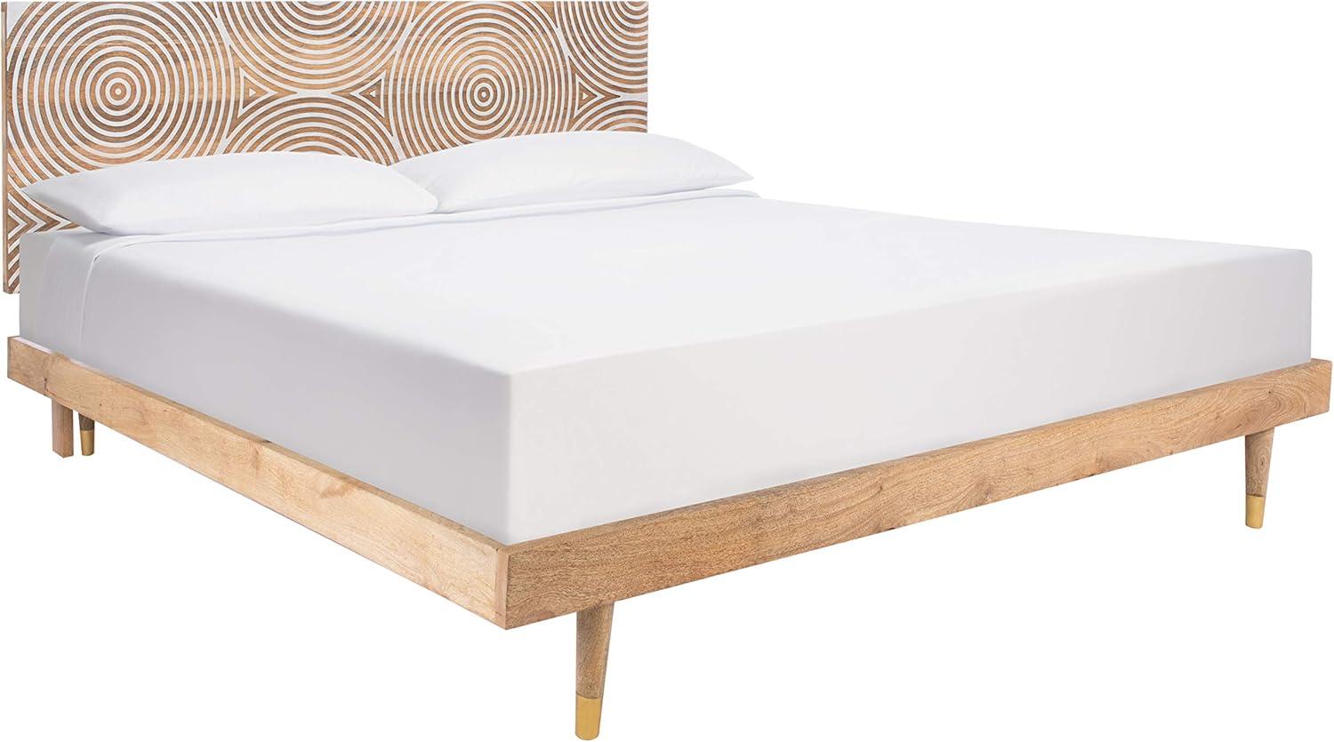 image:imageSAFAVIEH Couture Home Dalvin Natural and Distressed Whitewash Wood Queen Bed PlatformNatural