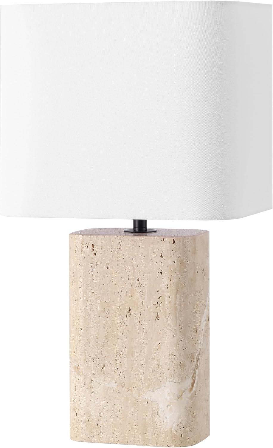 image:imageSAFAVIEH Couture Lighting Collection Lisabryna Travertine Table Lamp with White Shade 22 Modern Bedside or Living Room Light Dimmable with LED Bulb CTL1094ATravertineWhite