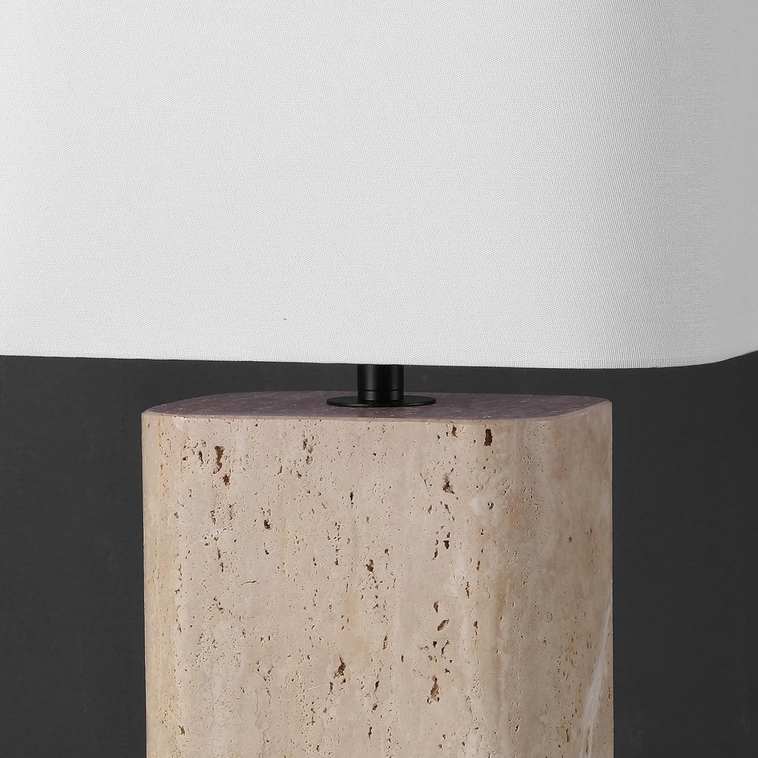 image:imageSAFAVIEH Couture Lighting Collection Lisabryna Travertine Table Lamp with White Shade 22 Modern Bedside or Living Room Light Dimmable with LED Bulb CTL1094ATravertineWhite