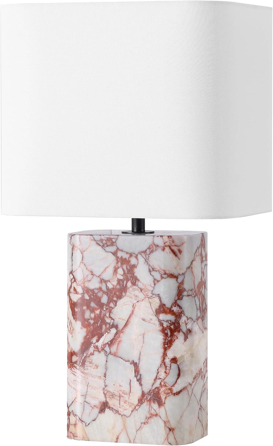 image:imageSAFAVIEH Couture Lighting Collection Lisabryna Travertine Table Lamp with White Shade 22 Modern Bedside or Living Room Light Dimmable with LED Bulb CTL1094AWhiteRed