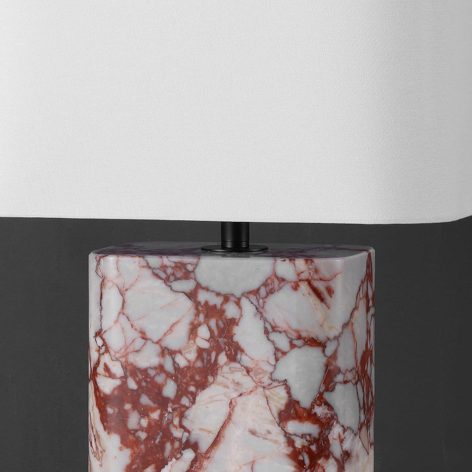 image:imageSAFAVIEH Couture Lighting Collection Lisabryna Travertine Table Lamp with White Shade 22 Modern Bedside or Living Room Light Dimmable with LED Bulb CTL1094AWhiteRed