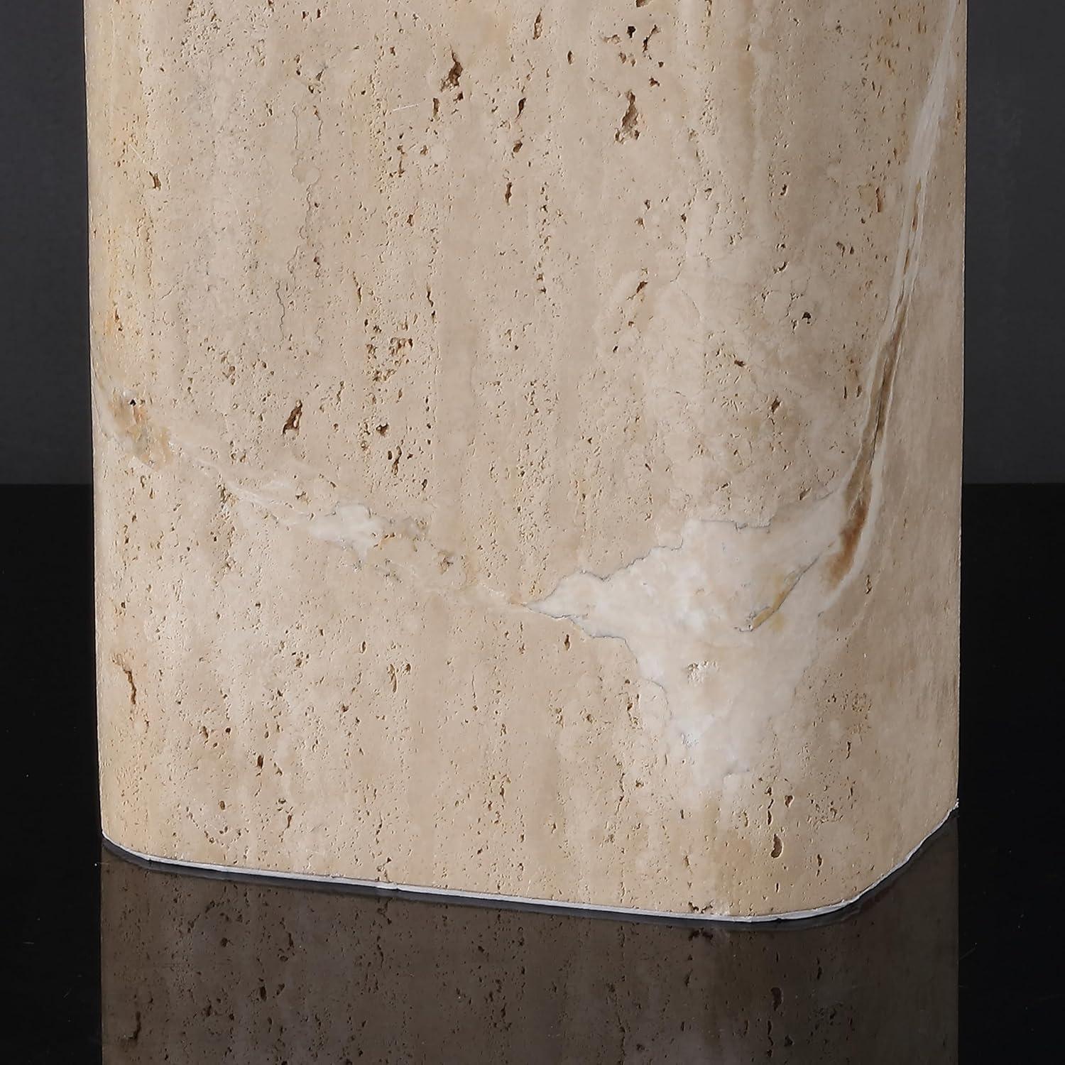 image:imageSAFAVIEH Couture Lighting Collection Lisabryna Travertine Table Lamp with White Shade 22 Modern Bedside or Living Room Light Dimmable with LED Bulb CTL1094ATravertineWhite