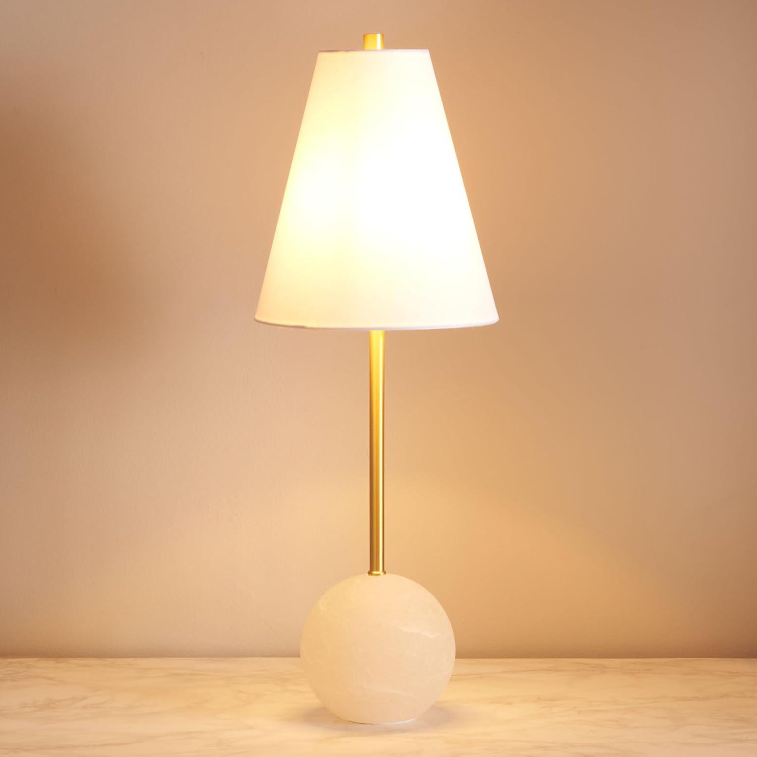 image:imageSAFAVIEH Couture Lighting Collection Genesis GoldWhite Alabaster 26inch Table Lamp LED Bulbs Included