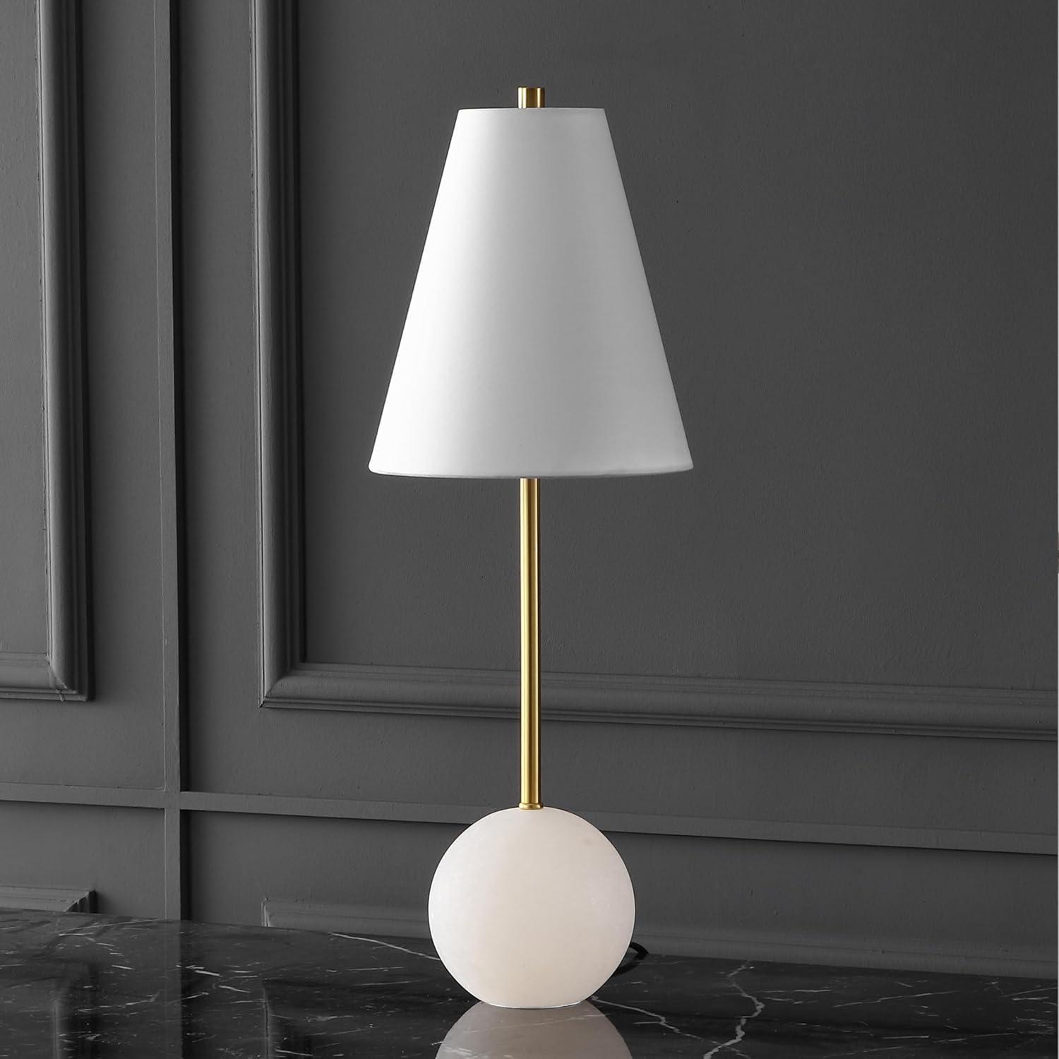 image:imageSAFAVIEH Couture Lighting Collection Genesis GoldWhite Alabaster 26inch Table Lamp LED Bulbs Included