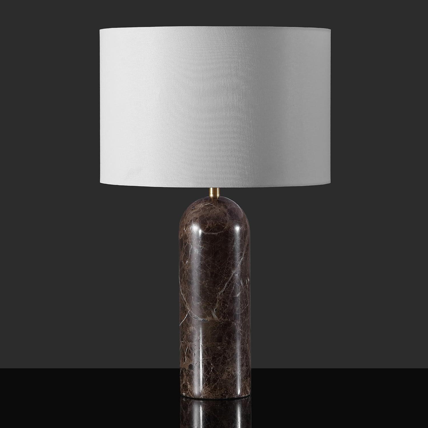image:imageSAFAVIEH Couture Lighting Collection Kayabelle Dark BrownWhite Marble 27inch Dimmable Table Lamp for Bedroom Living Room Home Office Desk Nightstand LED Bulb Included