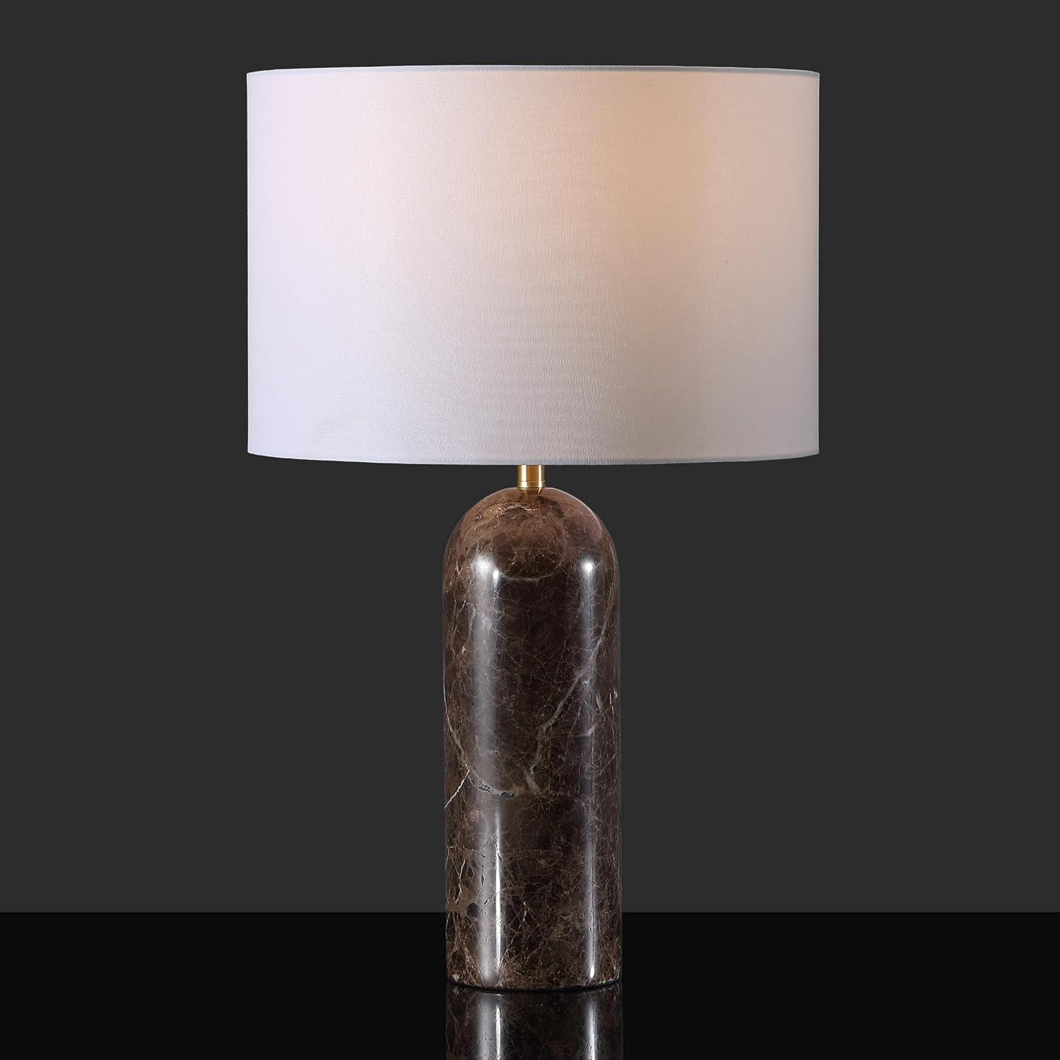 image:imageSAFAVIEH Couture Lighting Collection Kayabelle Dark BrownWhite Marble 27inch Dimmable Table Lamp for Bedroom Living Room Home Office Desk Nightstand LED Bulb Included
