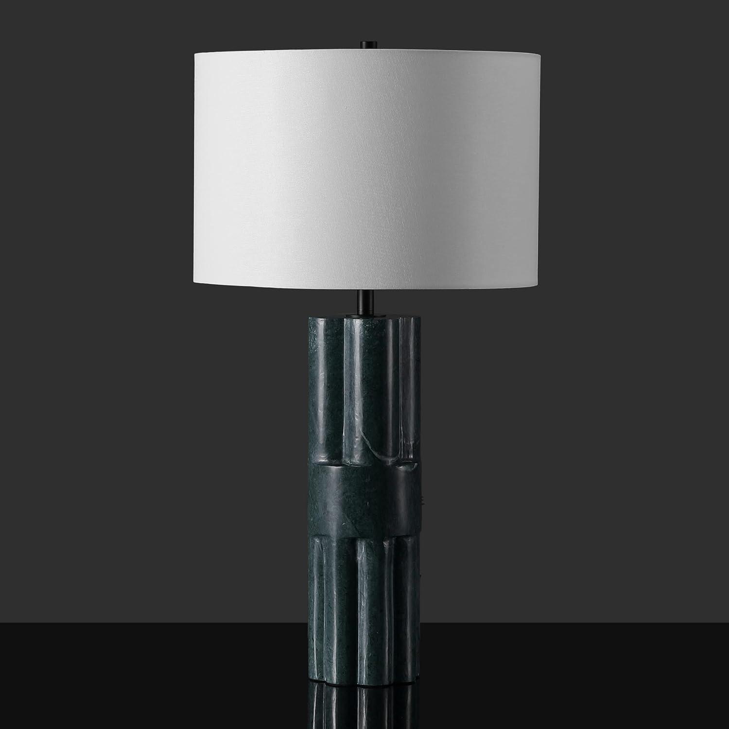 image:imageSAFAVIEH Couture Lighting Collection Tolliver Dark GreenWhite Marble 28inch Table Lamp for Bedroom Living Room Home Office Desk Nightstand LED Bulb Included
