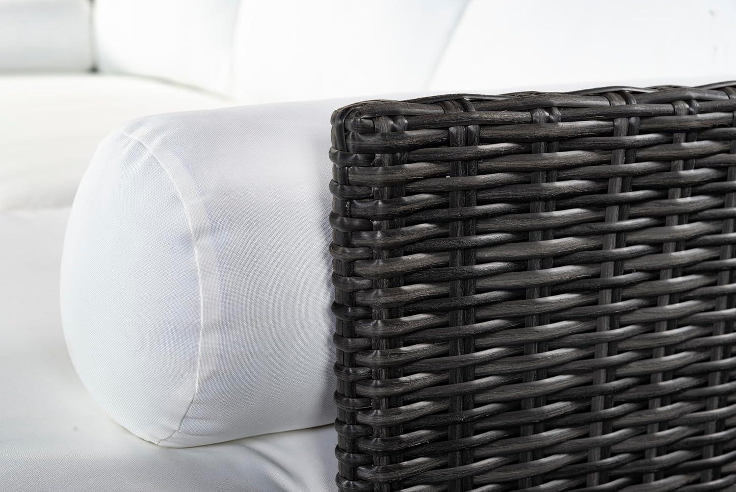 image:imageSAFAVIEH Couture Outdoor Collection Anguilla Dark GreyWhite Wicker Solid Wood Chaise Sofa Fully AssembledDark GreyWhite