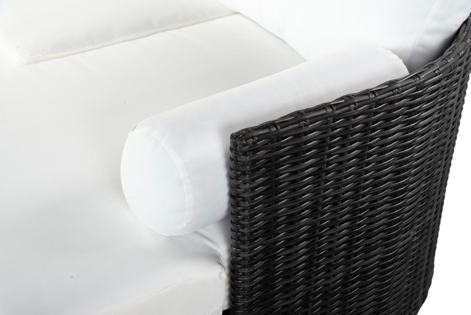 image:imageSAFAVIEH Couture Outdoor Collection Anguilla Dark GreyWhite Wicker Solid Wood Chaise Sofa Fully AssembledDark GreyWhite