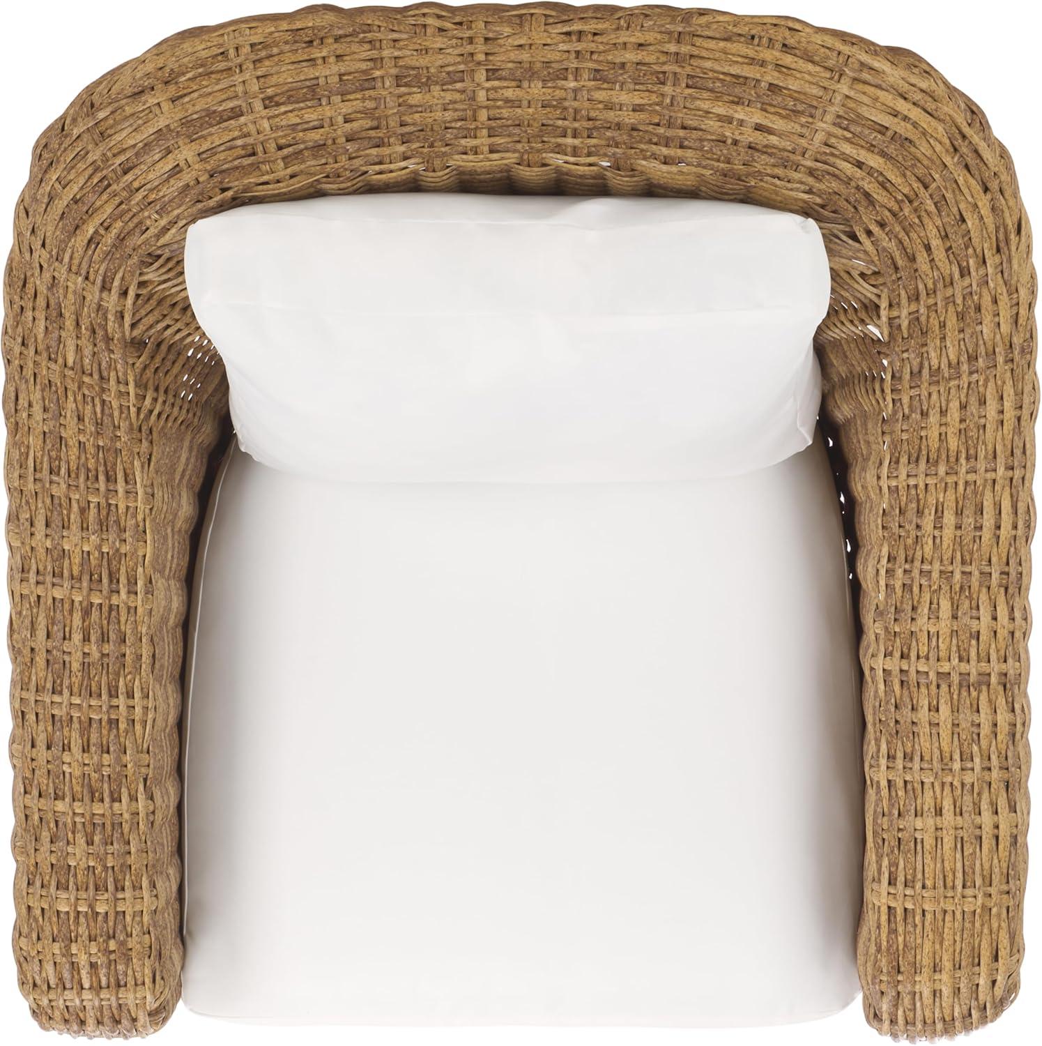 image:imageSAFAVIEH Couture Outdoor Collection Melbourne NaturalWhite Cushion Wicker Patio Accent Chair