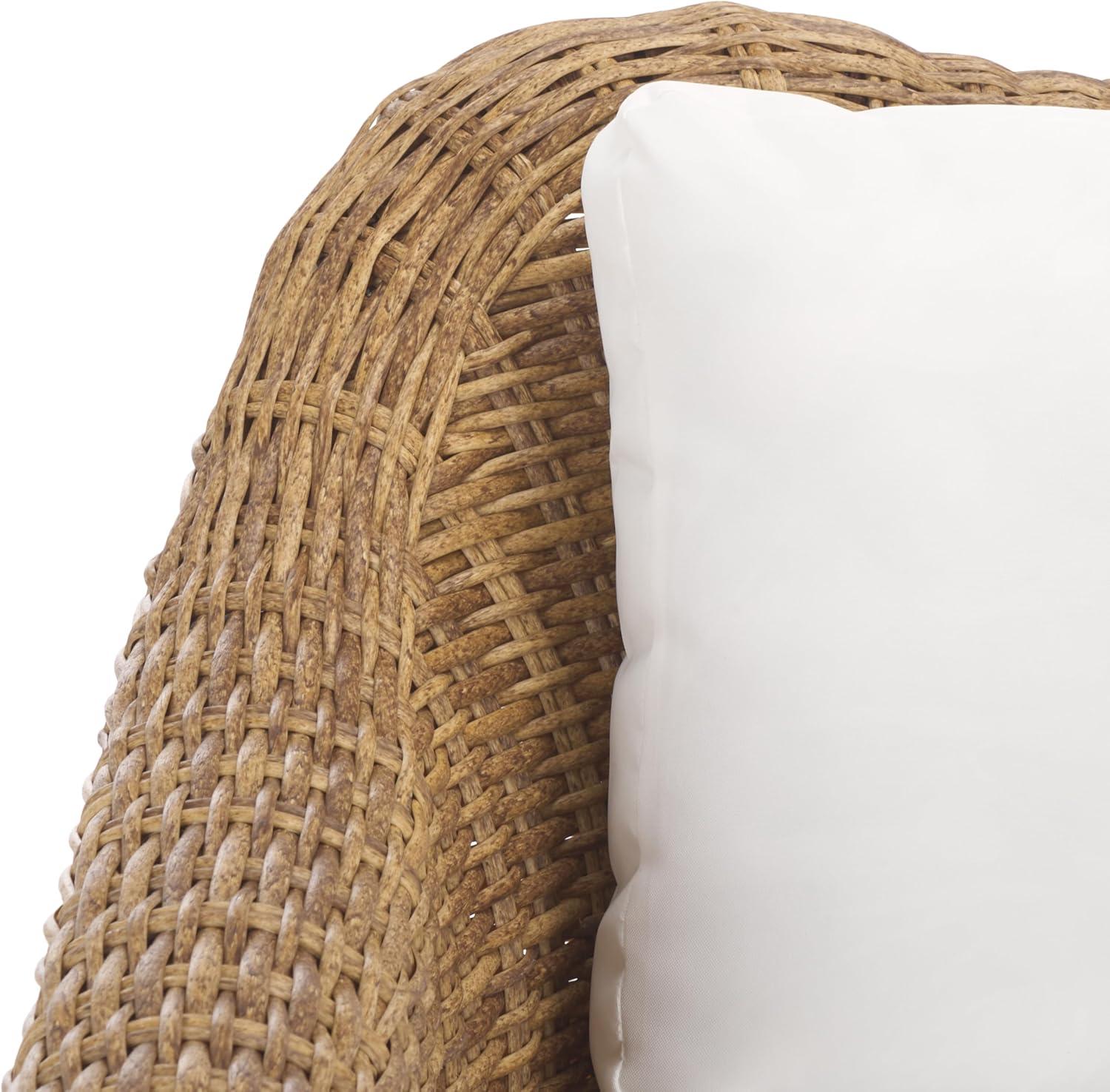 image:imageSAFAVIEH Couture Outdoor Collection Melbourne NaturalWhite Cushion Wicker Patio Accent Chair