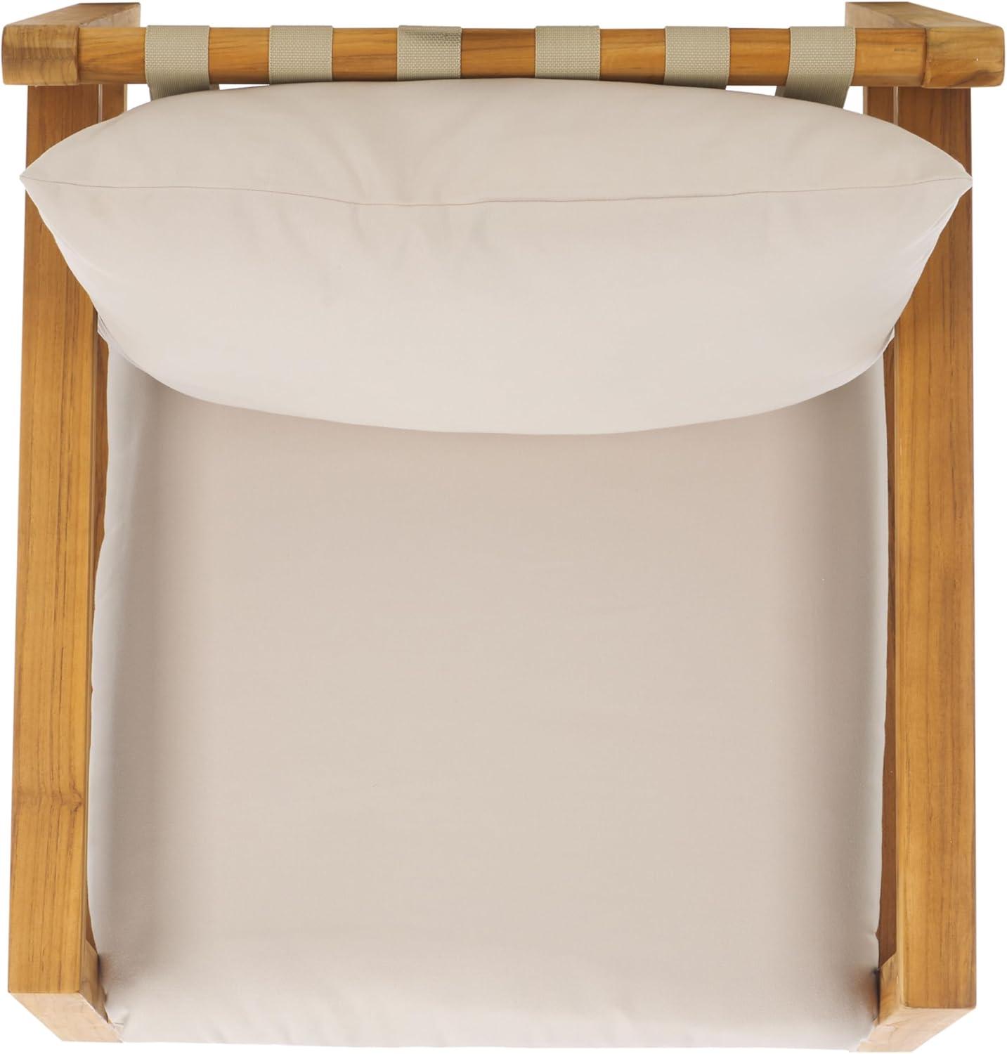 image:imageSAFAVIEH Couture Outdoor Collection Trinidad NaturalWhite Cushion Solid Teak Wood Patio Accent Chair