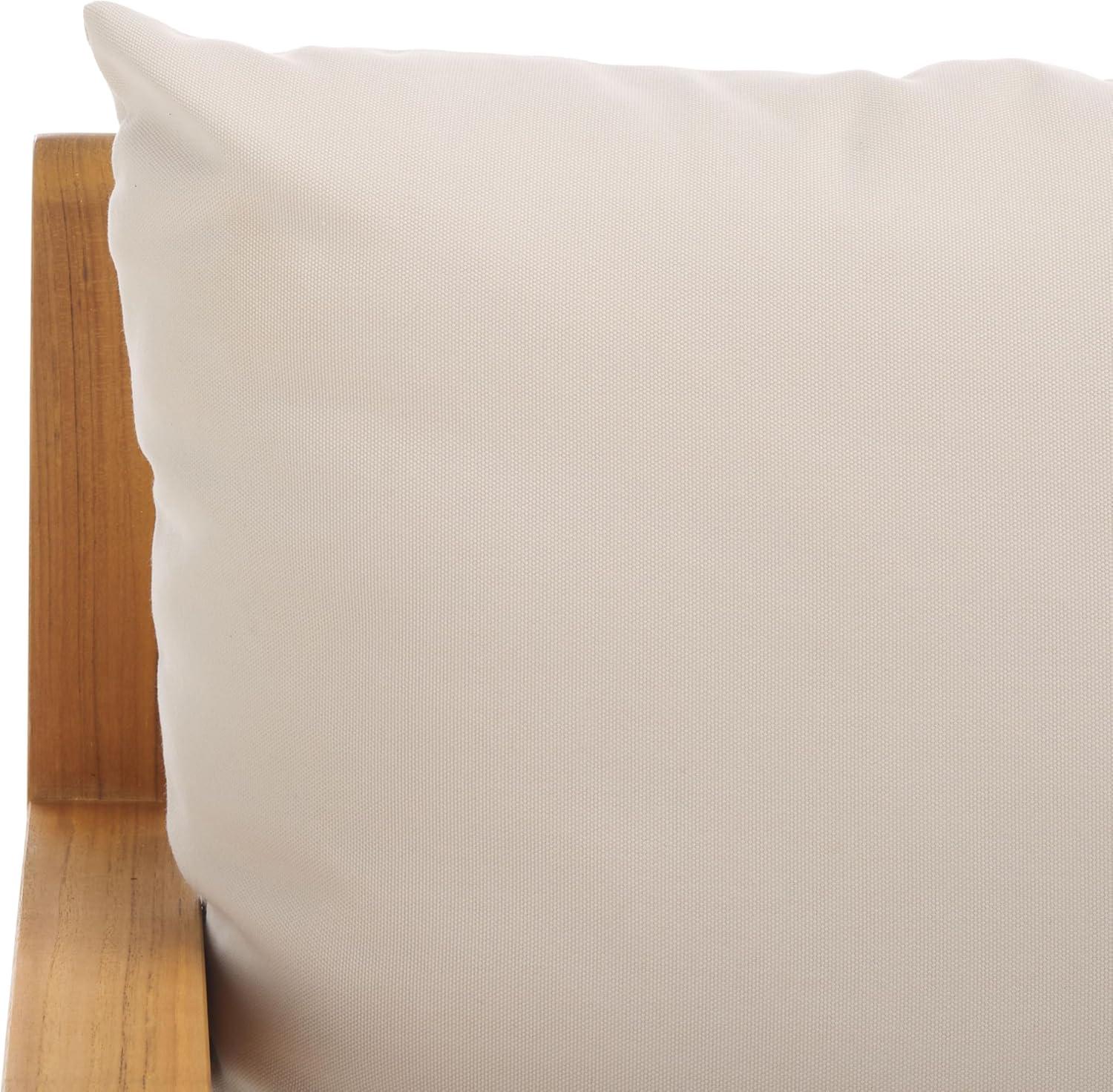 image:imageSAFAVIEH Couture Outdoor Collection Trinidad NaturalWhite Cushion Solid Teak Wood Patio Accent Chair