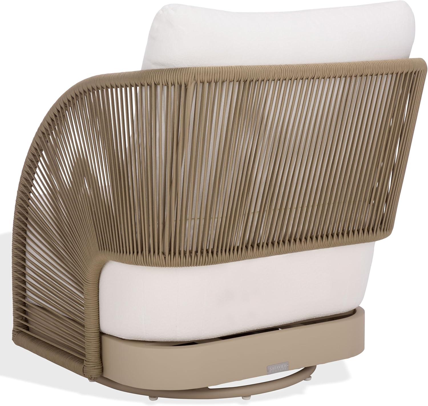 image:imageSAFAVIEH Couture Outdoor Patio Furniture Collection Adelandra Light Grey amp White Rope Swivel Accent Chair with Cushions Fully Assembled CPT4015ALight GreyWhite
