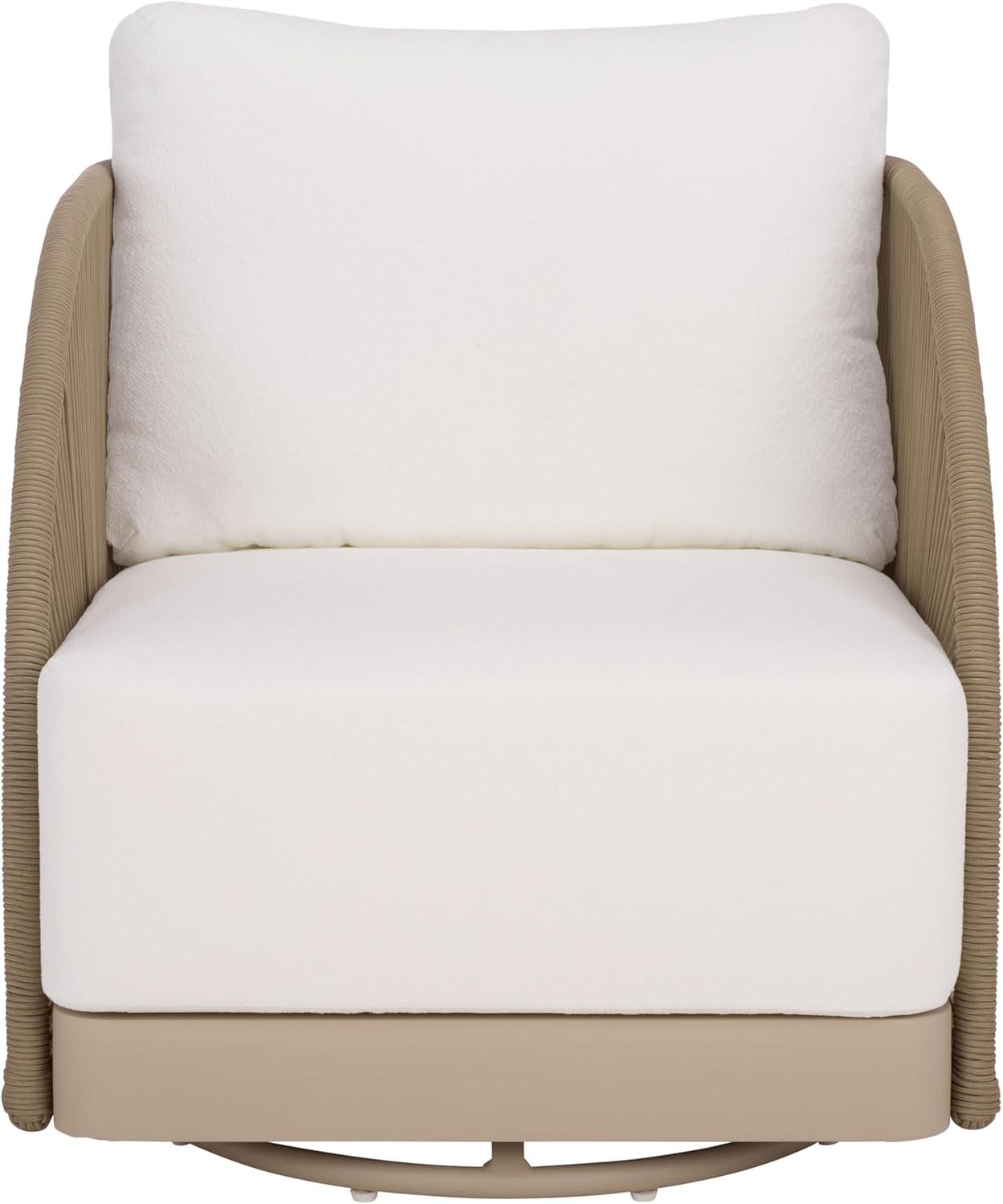 image:imageSAFAVIEH Couture Outdoor Patio Furniture Collection Adelandra Light Grey amp White Rope Swivel Accent Chair with Cushions Fully Assembled CPT4015ALight GreyWhite