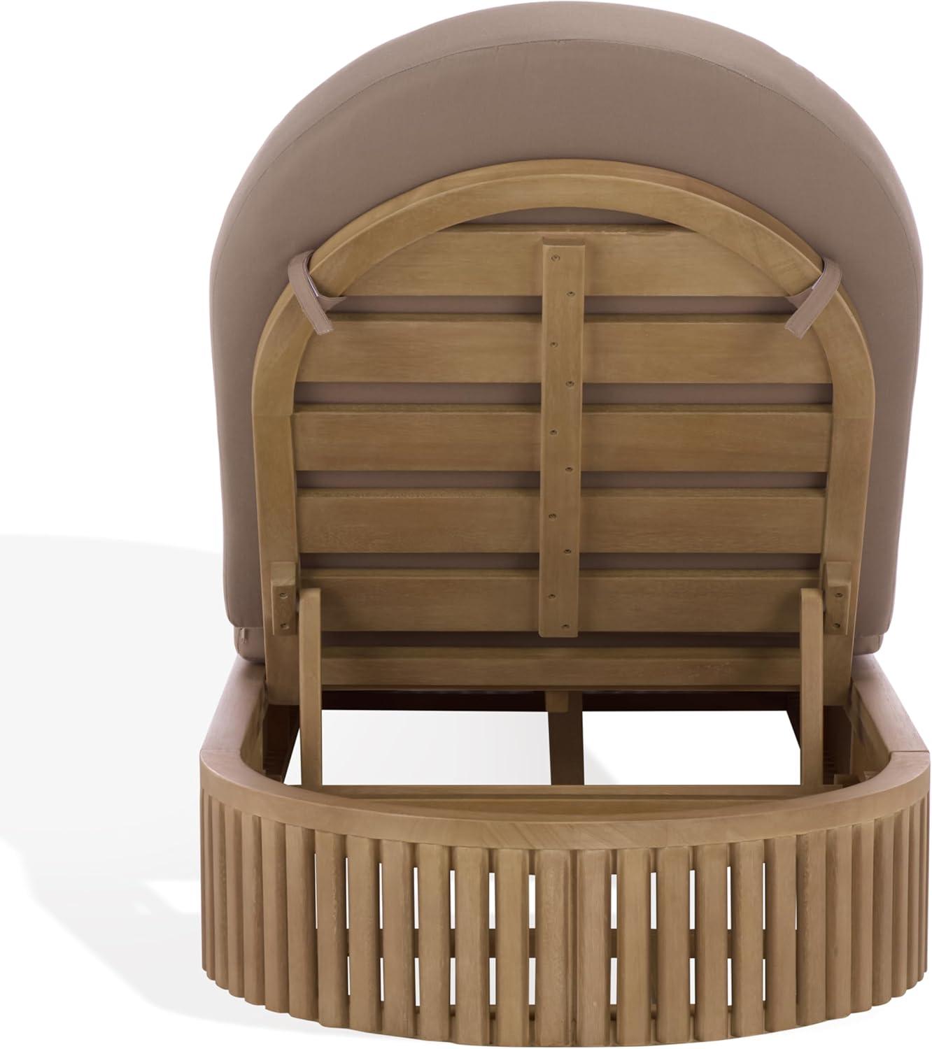 image:imageSAFAVIEH Couture Outdoor Patio Furniture Collection Arielle Solid Wood Sun Lounger Adjustable Reclining Chaise Lounge Chair Fully Assembled CPT5002NaturalBrown