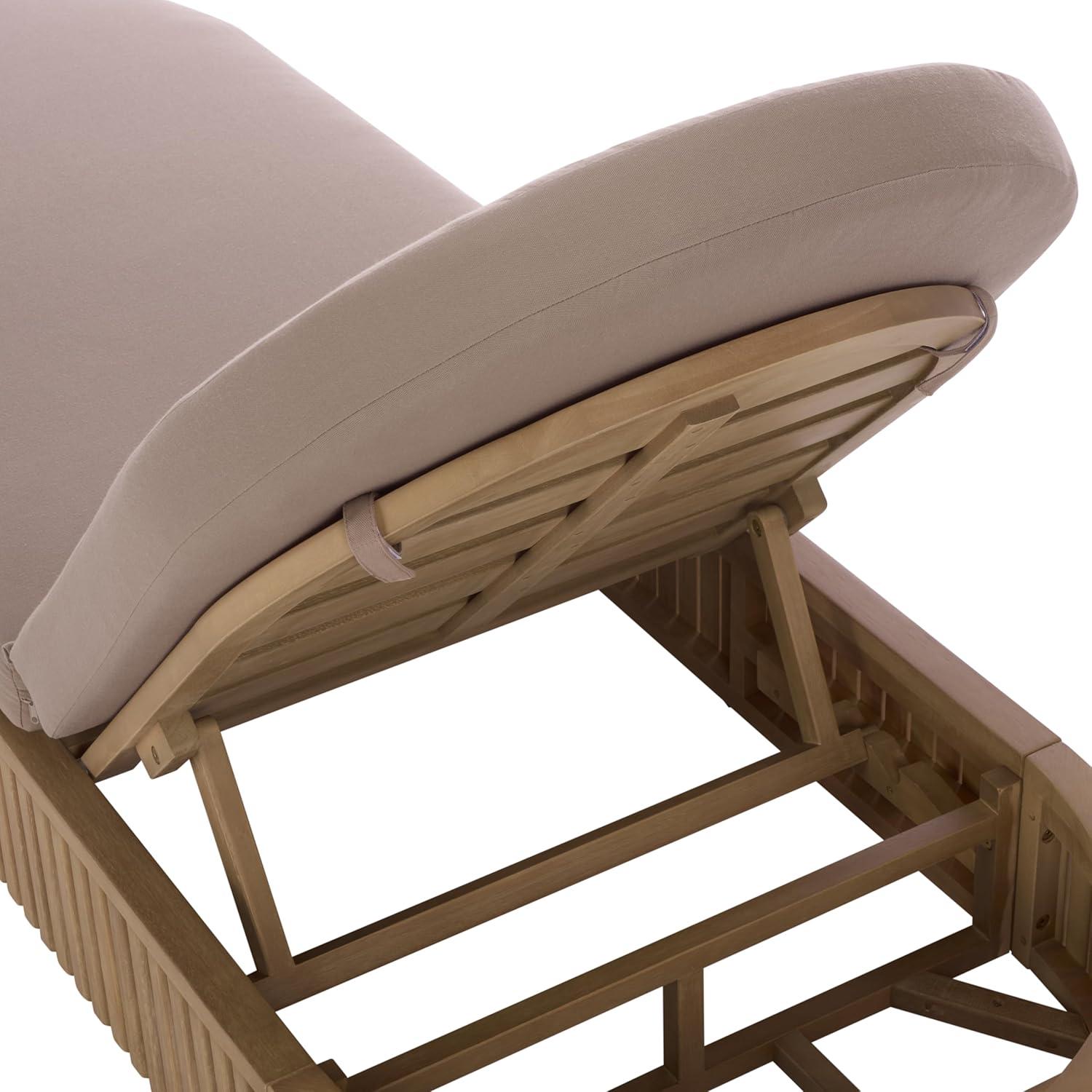 image:imageSAFAVIEH Couture Outdoor Patio Furniture Collection Arielle Solid Wood Sun Lounger Adjustable Reclining Chaise Lounge Chair Fully Assembled CPT5002NaturalBrown