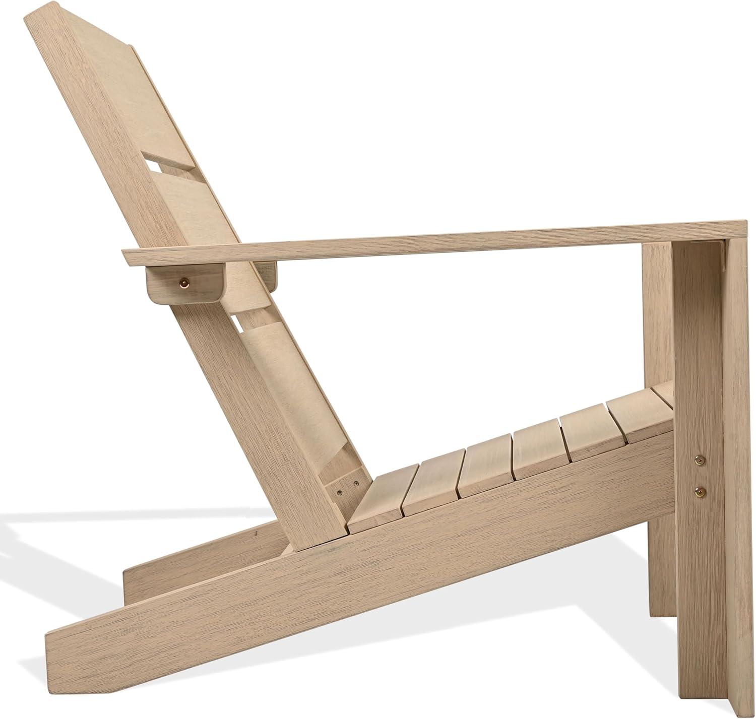 image:imageSAFAVIEH Couture Outdoor Patio Furniture Collection Calypso Sand Eucalyptus Adirondack Chair Classic Outdoor Lounge Chair for Patio Deck amp Garden Solid Wood CPT1064ASand