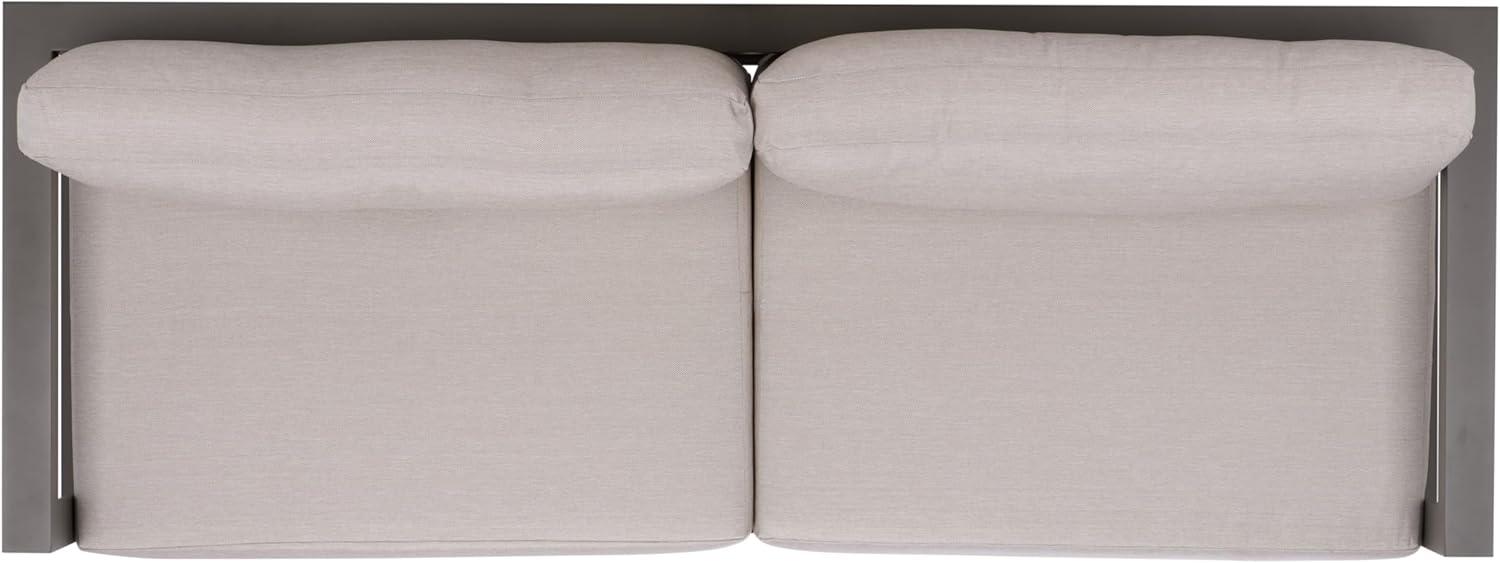 image:imageSAFAVIEH Couture Outdoor Patio Furniture Collection Donaldo 3Seater Sofa Dark Grey Aluminum Frame with Beige Cushions Fully Assembled CPT4011ADark GreyBeige