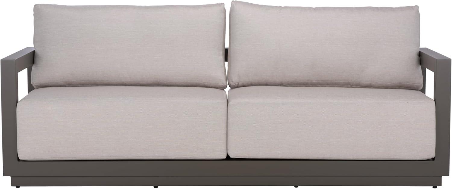 image:imageSAFAVIEH Couture Outdoor Patio Furniture Collection Donaldo 3Seater Sofa Dark Grey Aluminum Frame with Beige Cushions Fully Assembled CPT4011ADark GreyBeige