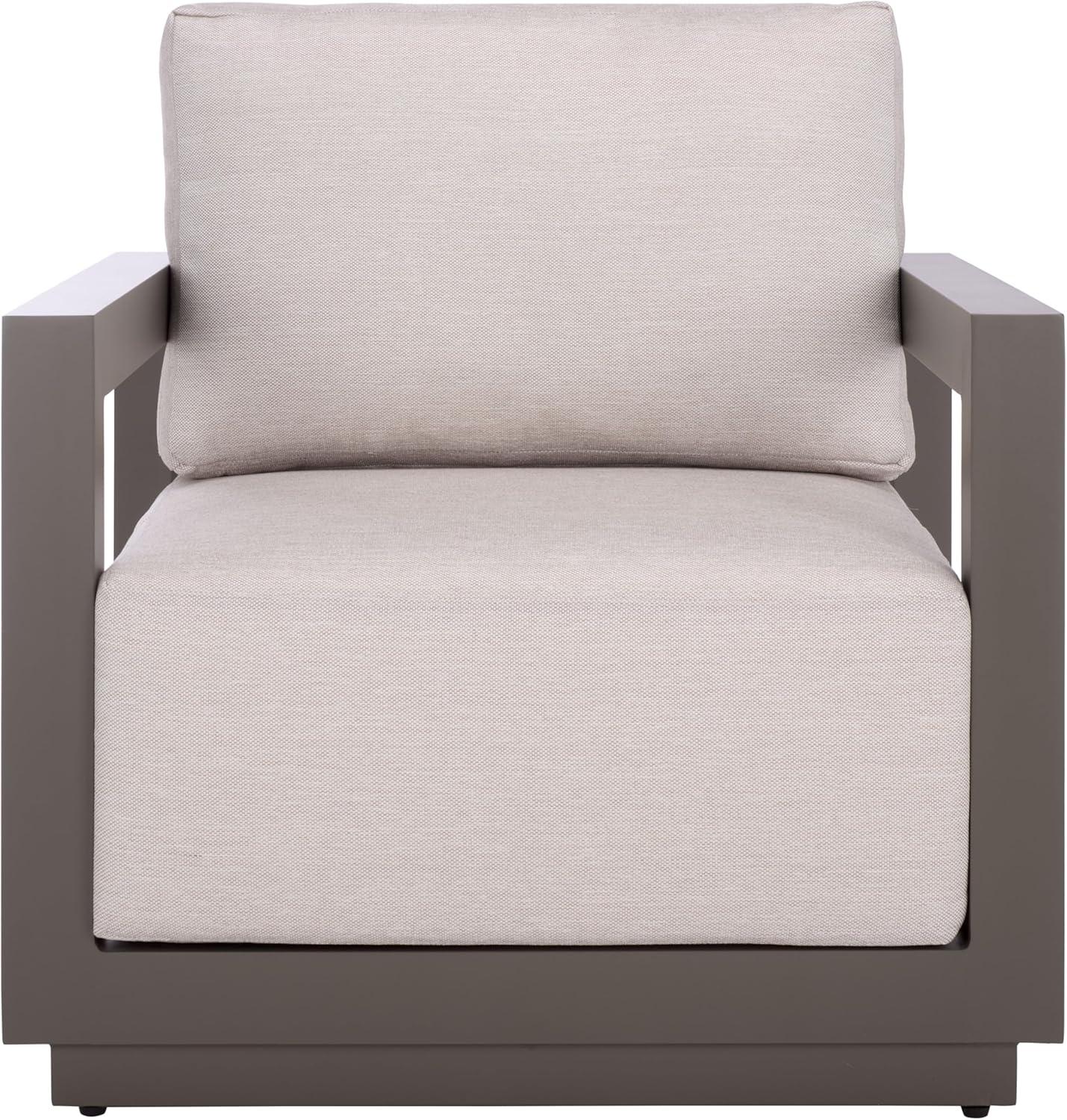 image:imageSAFAVIEH Couture Outdoor Patio Furniture Collection Donaldo Accent Chair Dark Grey Aluminum Frame with Beige Cushions Fully Assembled CPT4010ADark GreyBeige