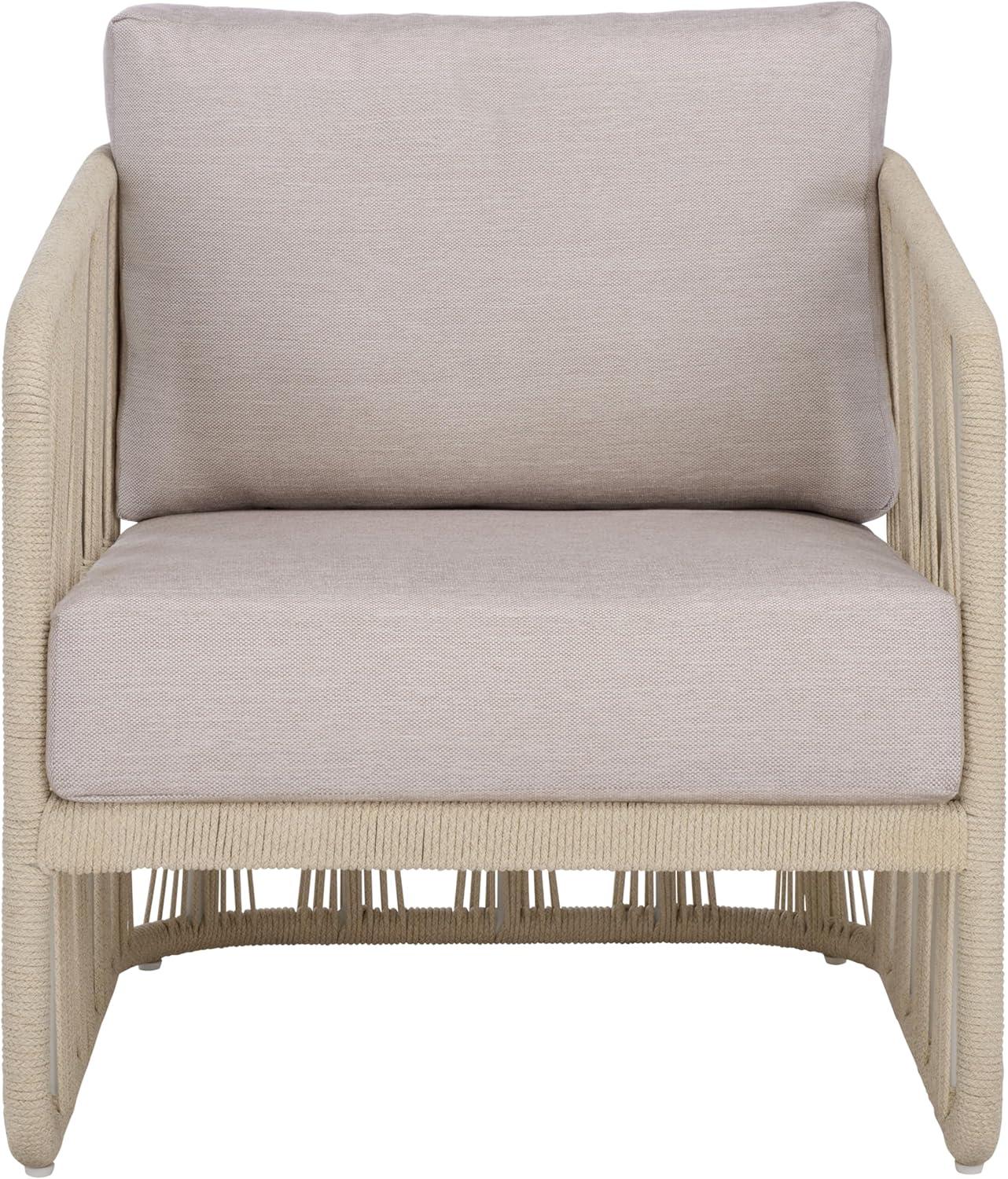 image:imageSAFAVIEH Couture Outdoor Patio Furniture Collection Franklyn Rope Accent Chair White Aluminum Frame with Beige Woven Rope amp Cushions Fully Assembled CPT4014AWhiteBeige