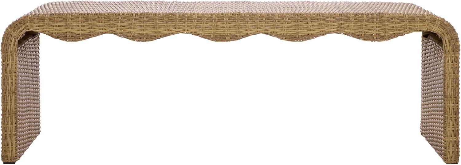 image:imageSAFAVIEH Couture Outdoor Patio Furniture Collection Lynsee Natural Wicker Patio Bench Handwoven Faux Rattan Fully Assembled CPT2113ANatural