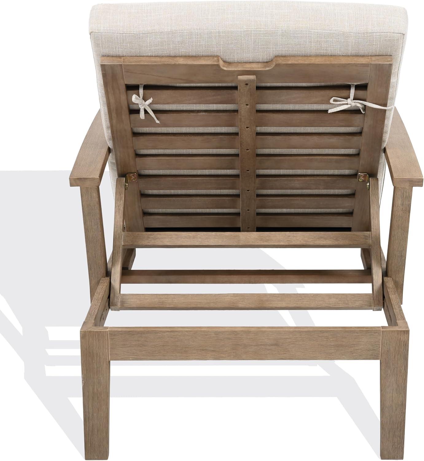 image:imageSAFAVIEH Couture Outdoor Patio Furniture Collection Martinique Chaise Lounge Chair Natural Teak Solid Wood with Removable White Cushions CPT1066HNaturalBeige