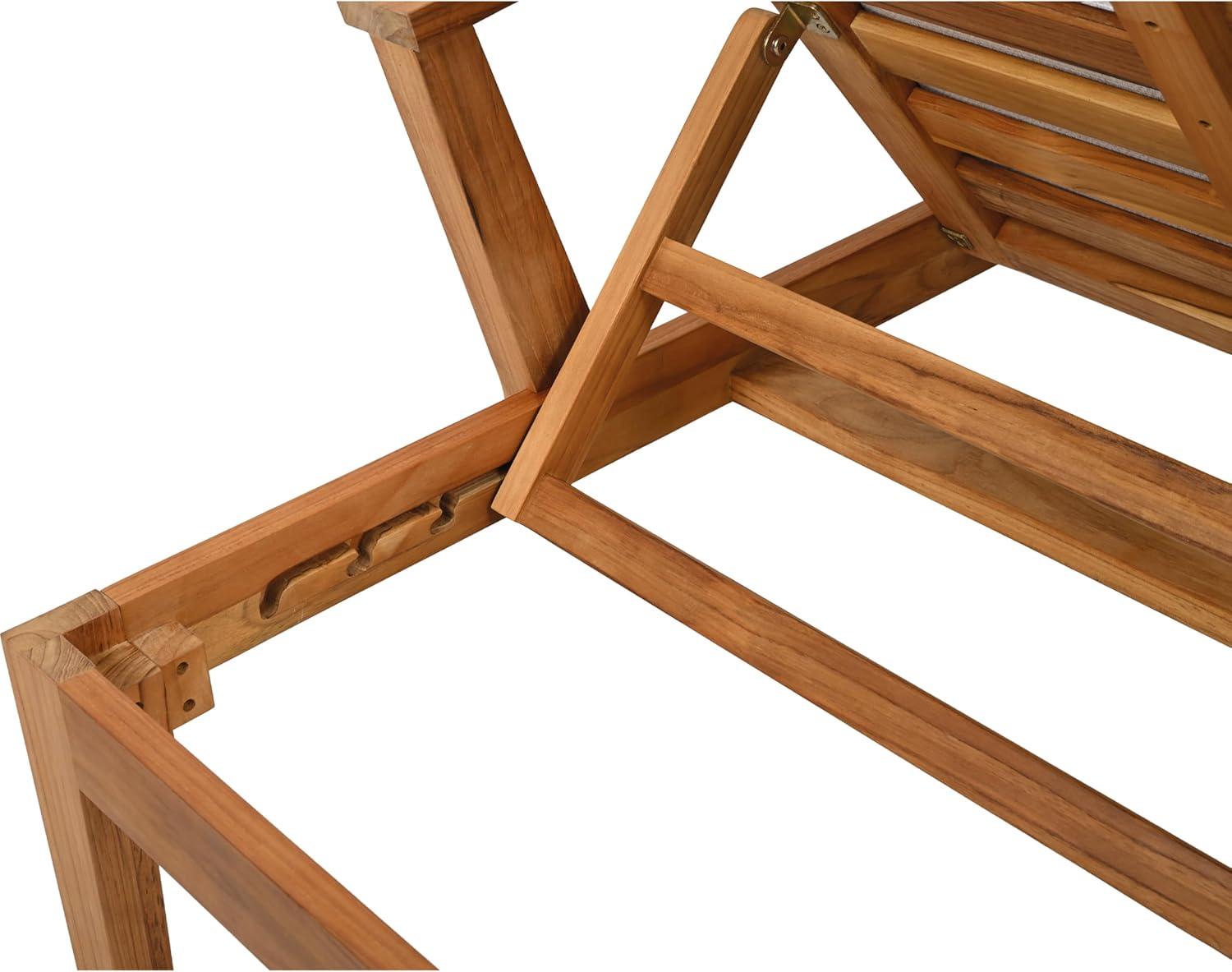 image:imageSAFAVIEH Couture Outdoor Patio Furniture Collection Martinique Chaise Lounge Chair Natural Teak Solid Wood with Removable White Cushions CPT1066HWhiteNatural Teak