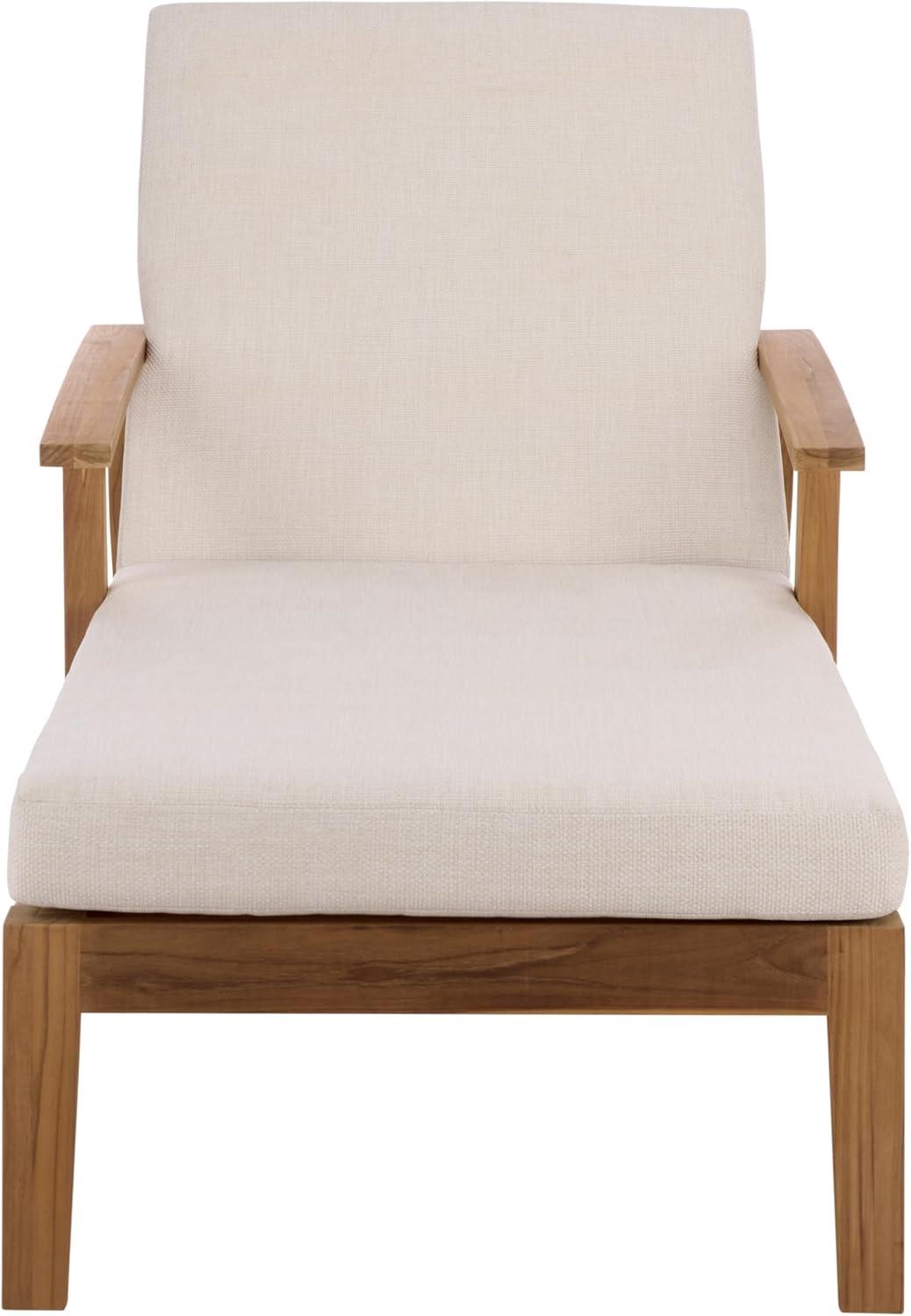 image:imageSAFAVIEH Couture Outdoor Patio Furniture Collection Martinique Chaise Lounge Chair Natural Teak Solid Wood with Removable White Cushions CPT1066HWhiteNatural Teak