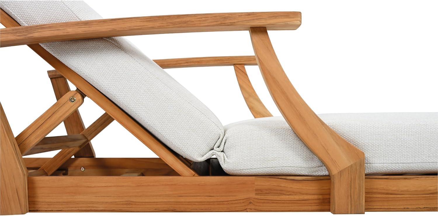 image:imageSAFAVIEH Couture Outdoor Patio Furniture Collection Martinique Chaise Lounge Chair Natural Teak Solid Wood with Removable White Cushions CPT1066HWhiteNatural Teak