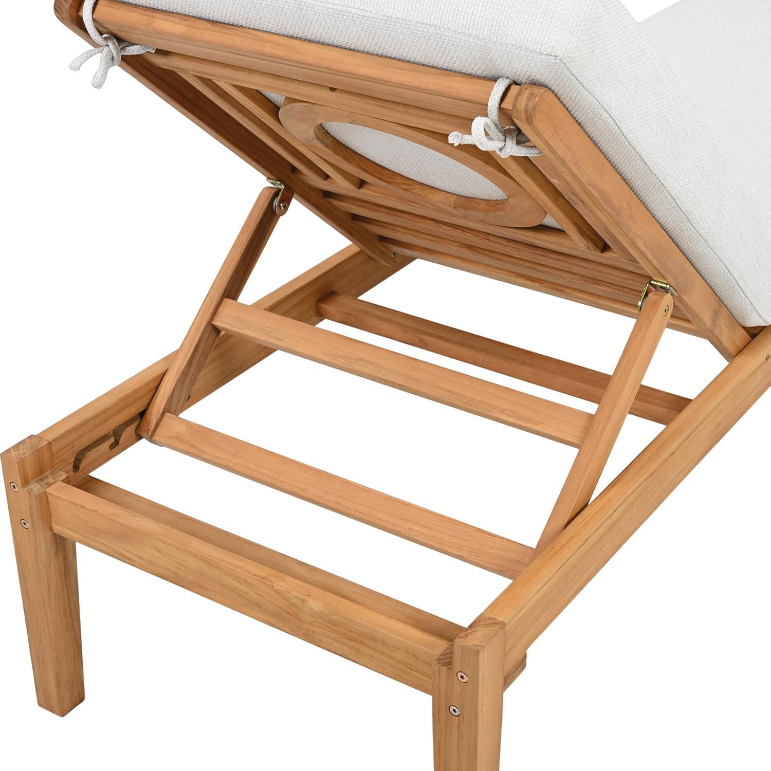 image:imageSAFAVIEH Couture Outdoor Patio Furniture Collection Montclair Natural Teak Chaise Lounge with White Cushions Adjustable Recliner CPT1067WhiteNatural Teak